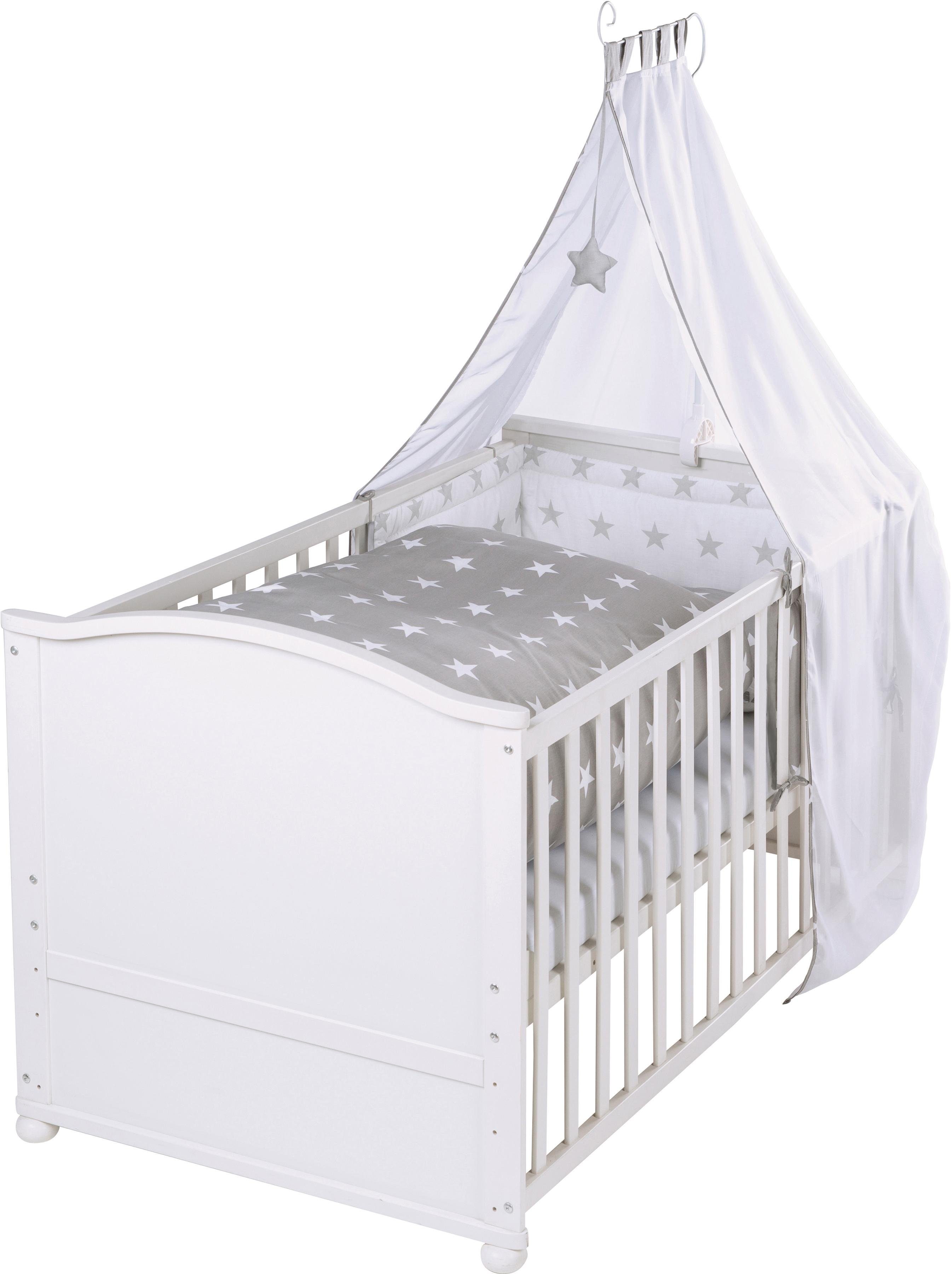 Roba® Compleet bed Little Stars, 70x140 cm inclusief matras, kinderbedset en hemel, tot kinderbed om te bouwen (6-delig)
