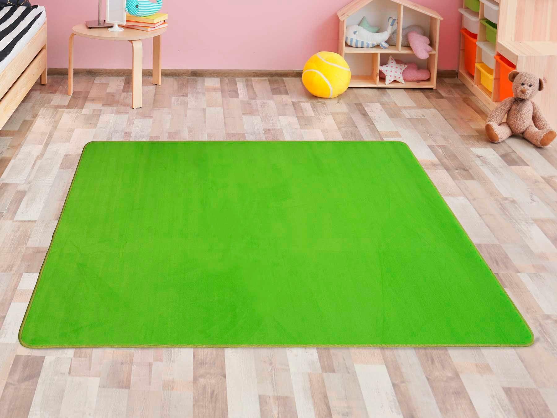 Primaflor-Ideen in Textil Kindervloerkleed RONDE ZITPLEK Speelkleed, ideaal in de kinderkamer speelkleden maat 140 cm x 200 cm x 5 mm groen