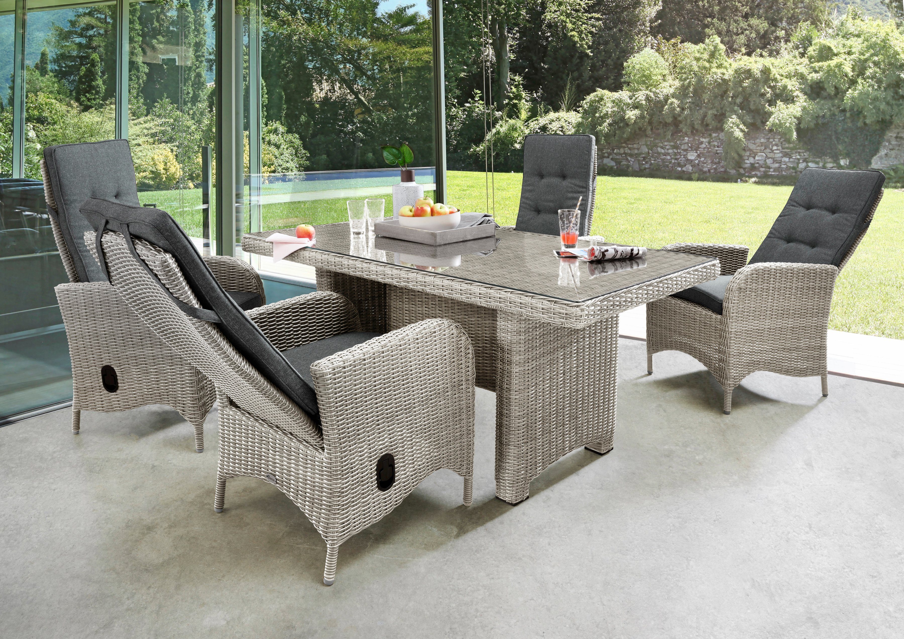 Destiny Tuin-eethoek Palma Luna Aluminium, polyrotan (set, 10-delig) tuinsets wit