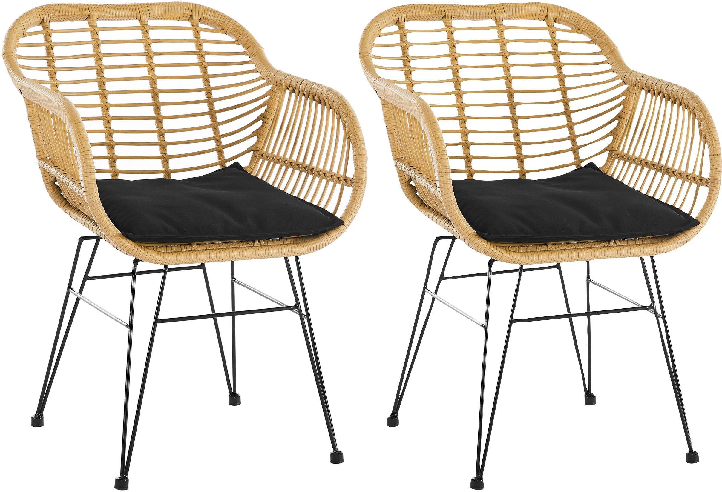 SalesFever Stoel van weerbestendig kunststof vlechtwerk in rotan-look (set, 2 stuks)