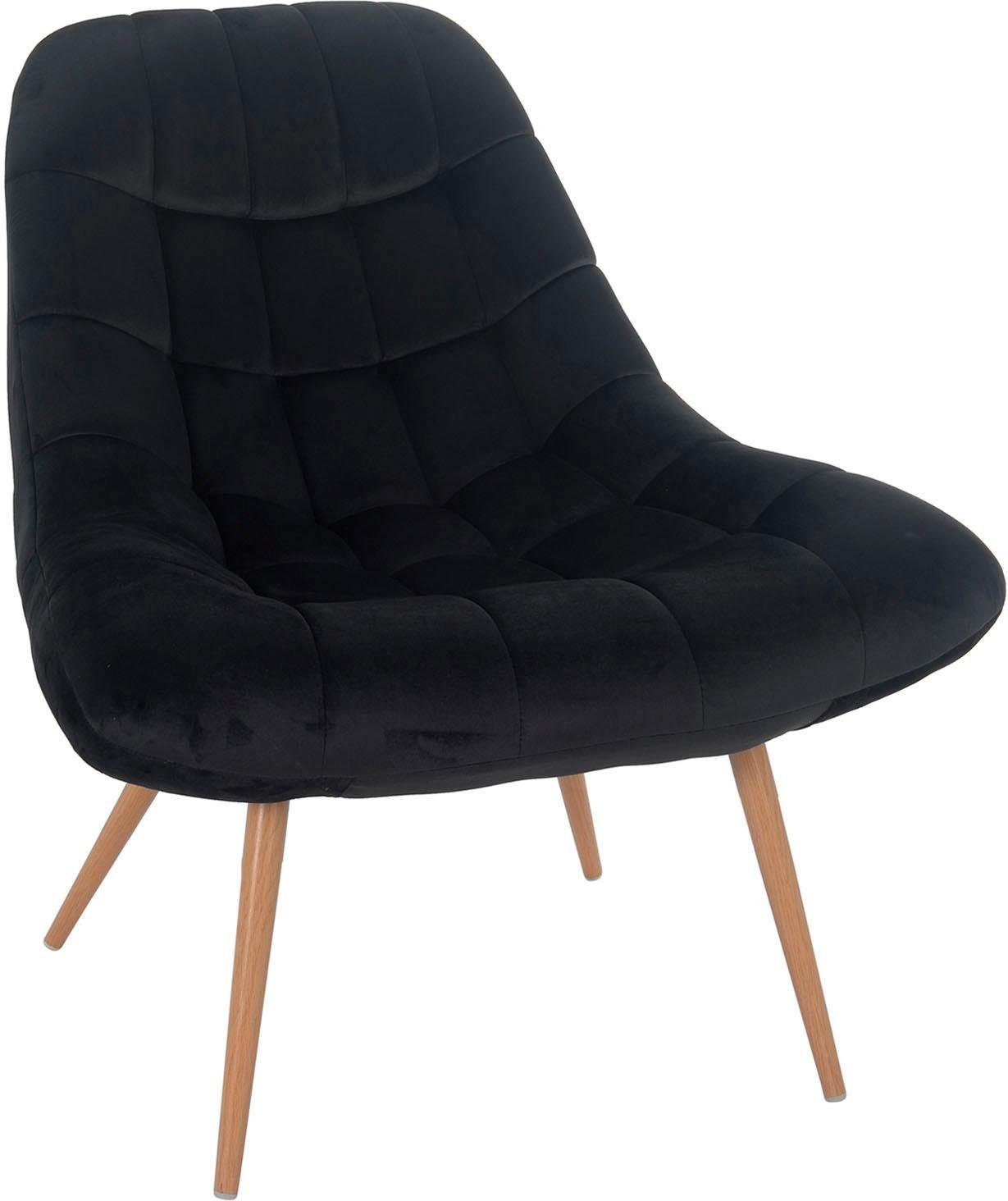 SalesFever Relaxfauteuil met xxl-stiksels, met zwarte of naturelkleurige poten