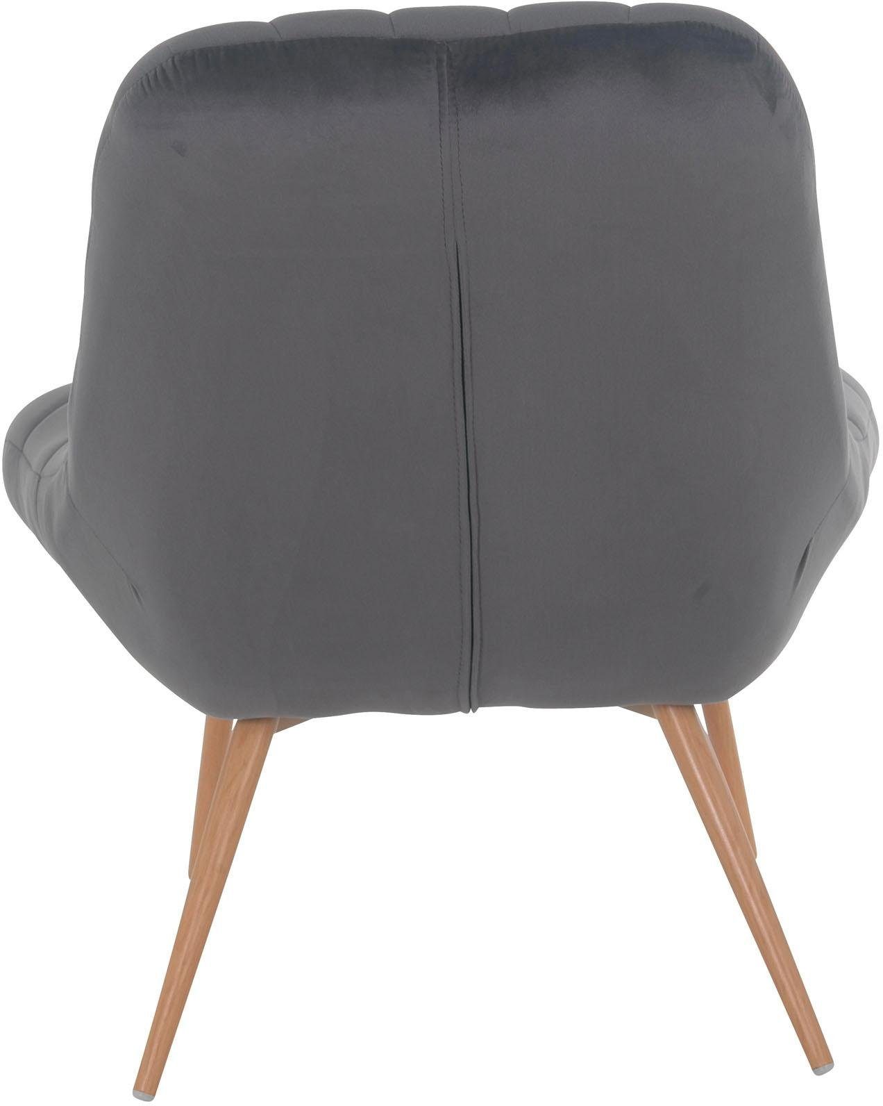 SalesFever Relaxfauteuil Toulon - Comfortabele loungestoel met xxl-stiksels, met zwarte of naturelkleurige poten