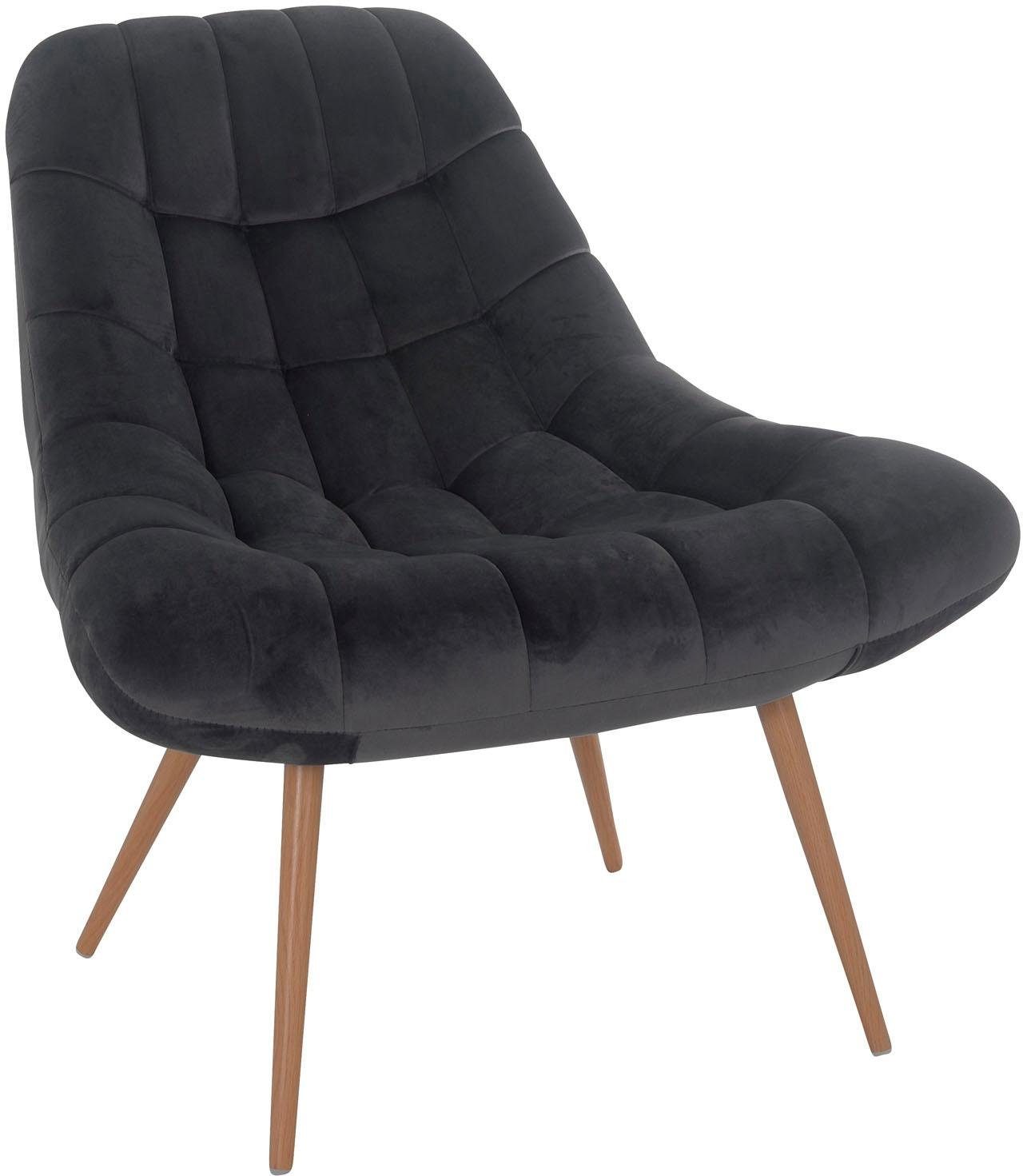 SalesFever Relaxfauteuil Toulon - Comfortabele loungestoel met xxl-stiksels, met zwarte of naturelkleurige poten