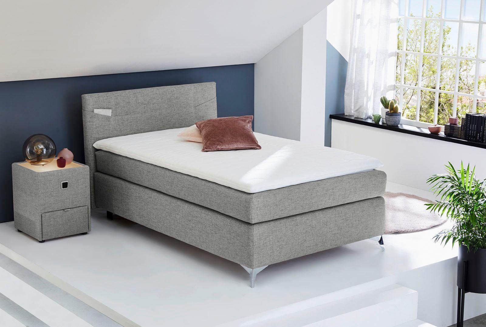 Jockenhöfer Gruppe Boxspring Nora te bestellen in de afmetingen 100, 120 & 140 cm boxsprings grijs