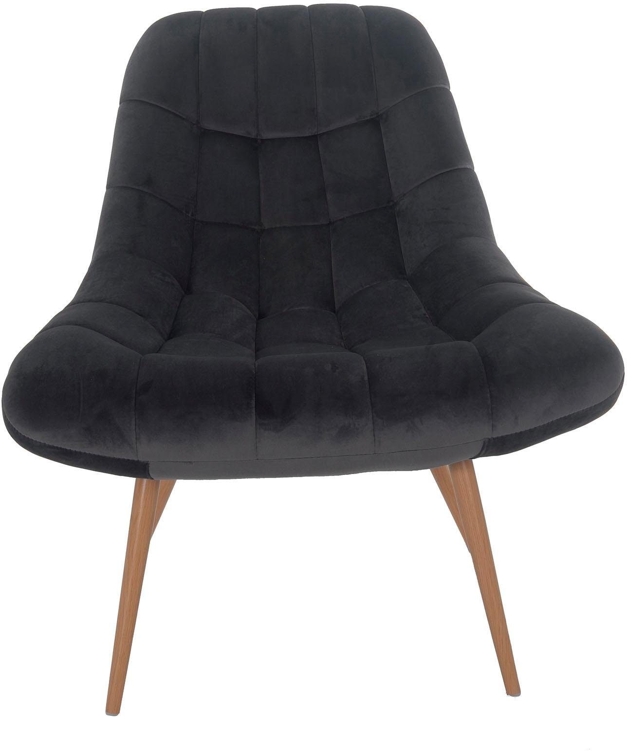 SalesFever Relaxfauteuil Toulon - Comfortabele loungestoel met xxl-stiksels, met zwarte of naturelkleurige poten