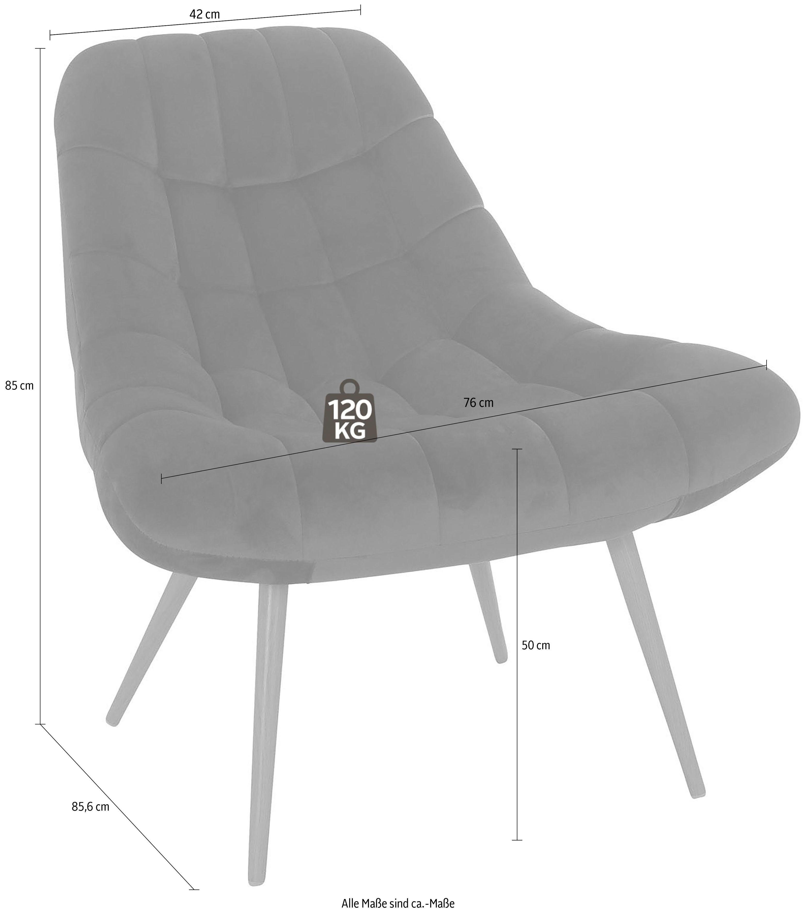 SalesFever Relaxfauteuil Toulon - Comfortabele loungestoel met xxl-stiksels, met zwarte of naturelkleurige poten