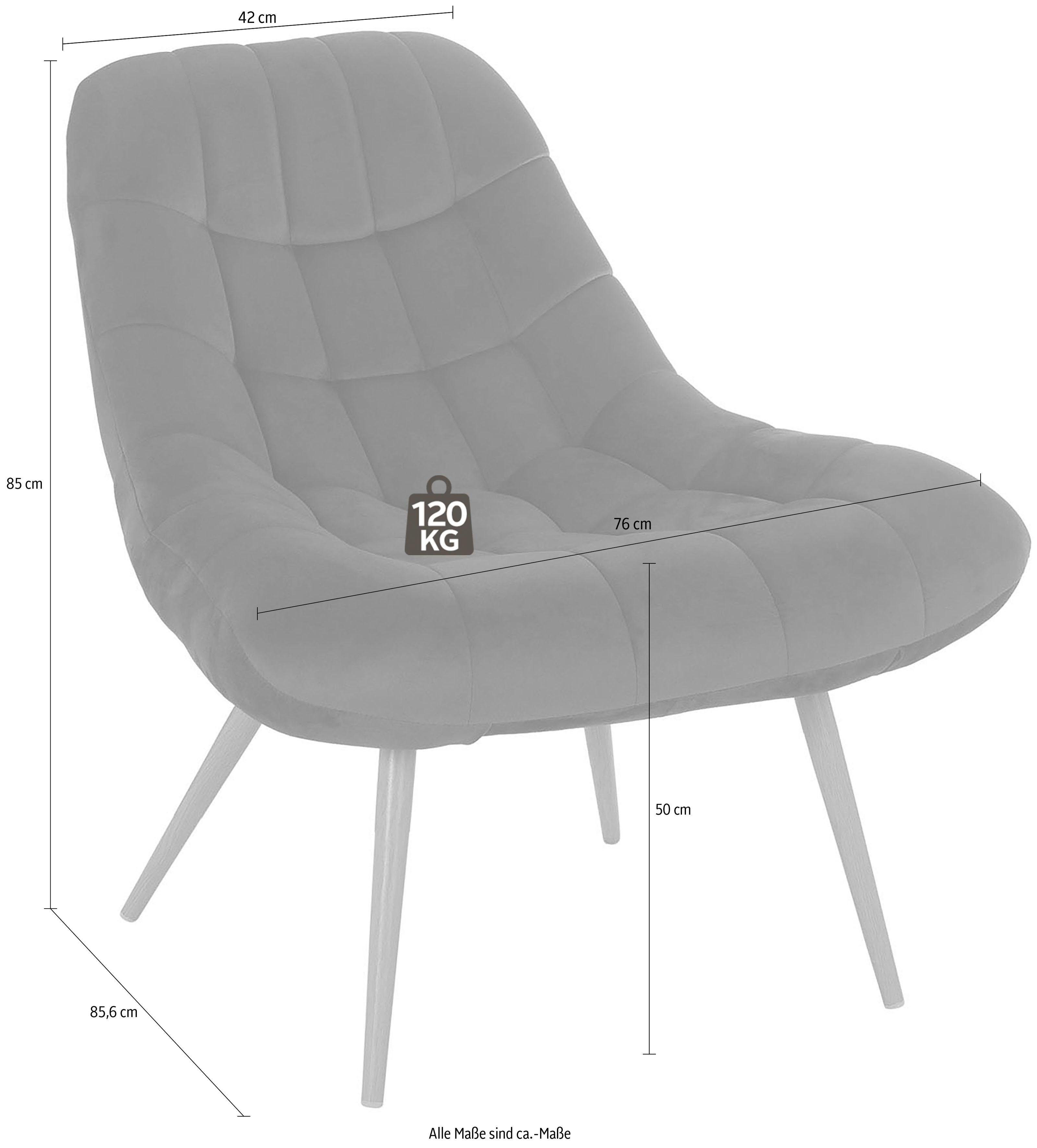 SalesFever Relaxfauteuil met xxl-stiksels, met zwarte of naturelkleurige poten