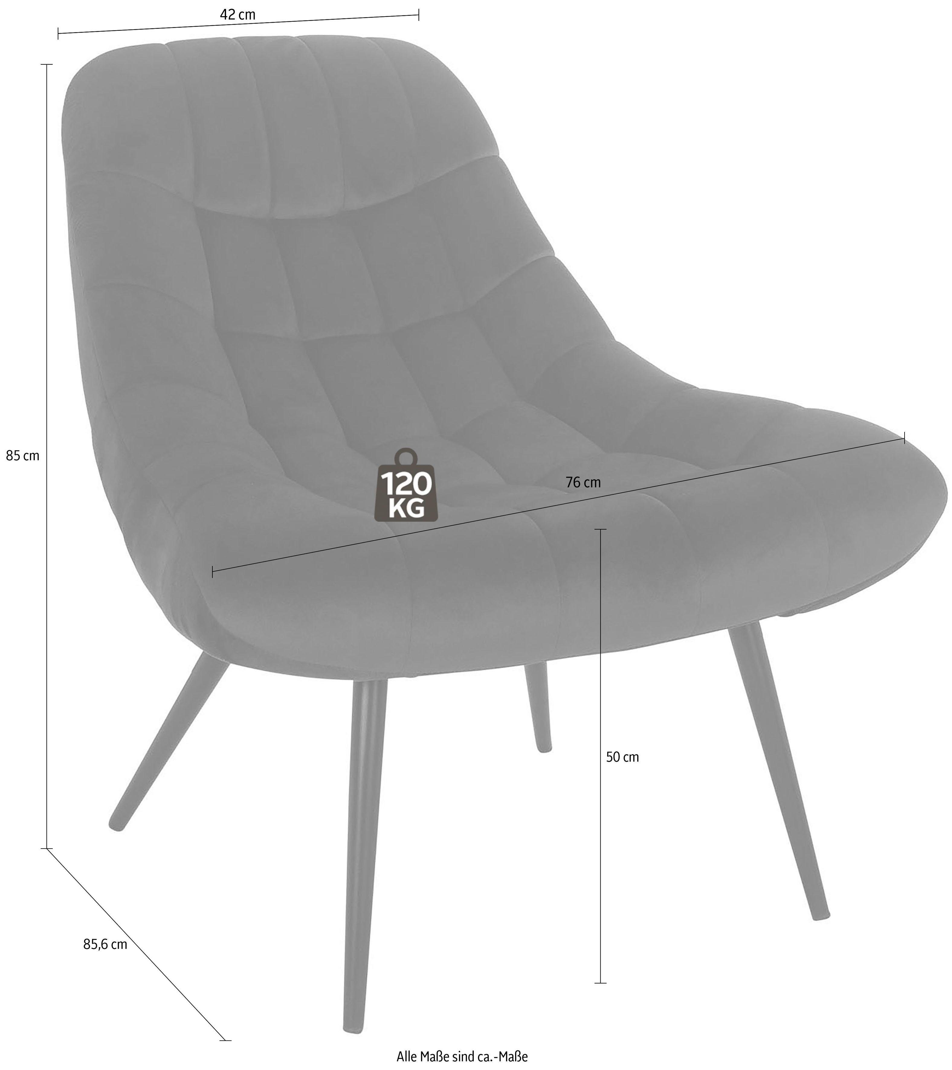 SalesFever Relaxfauteuil Toulon - Comfortabele loungestoel met xxl-stiksels, met zwarte of naturelkleurige poten