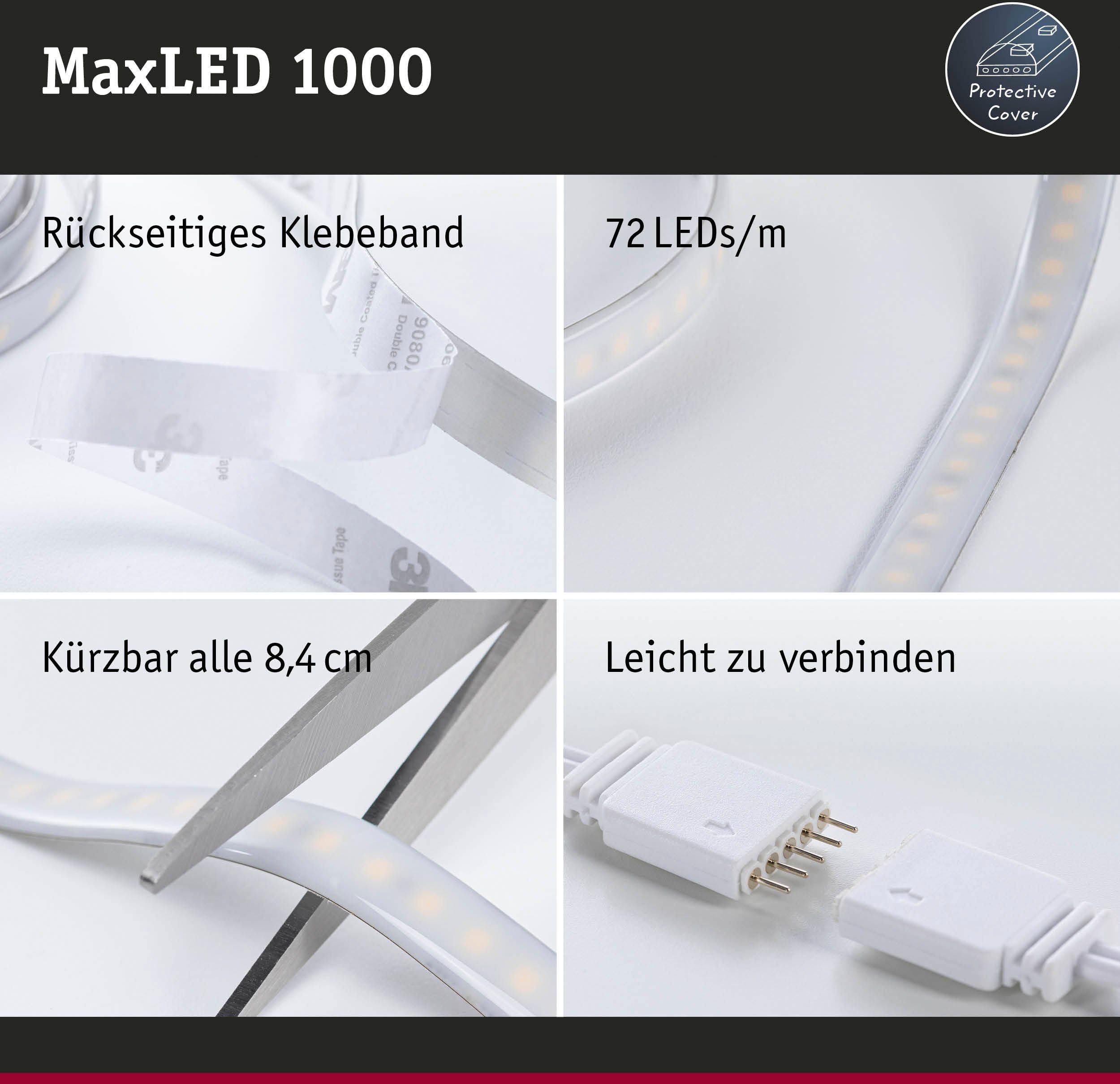 Paulmann Led-strepen MaxLED 1000 Stripe 2,5m RGBW IP44 Deksel 3000K 28W 230/24V zilverkleur