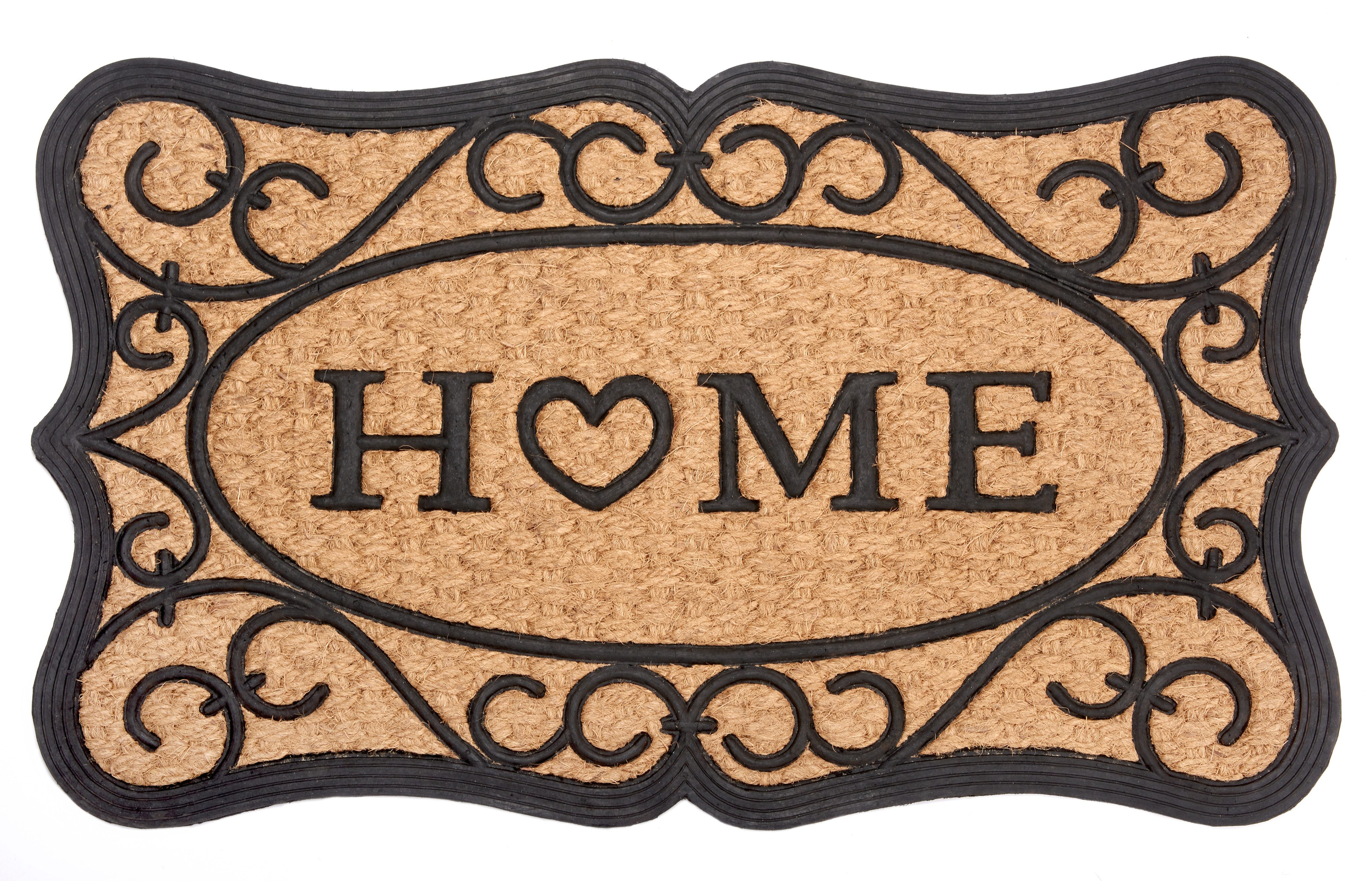 HANSE Home Mat Gummi-Kokos Heart Home Ornament Kokos, rubber, vuilafstotende mat, buiten,...