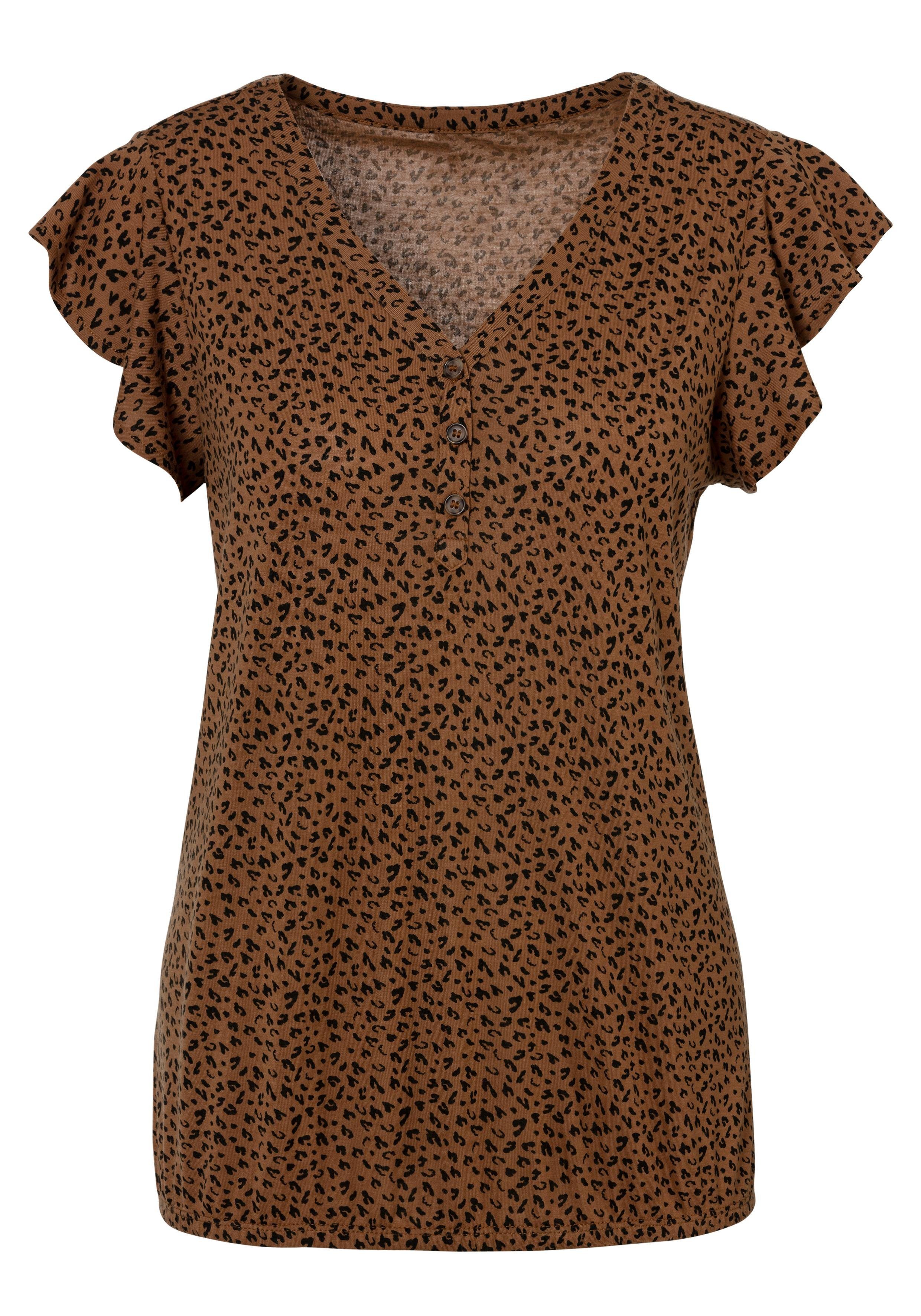 Lascana Shirttop Met knopenlijst en vleugel mouwen (2-delig, Set van 2)