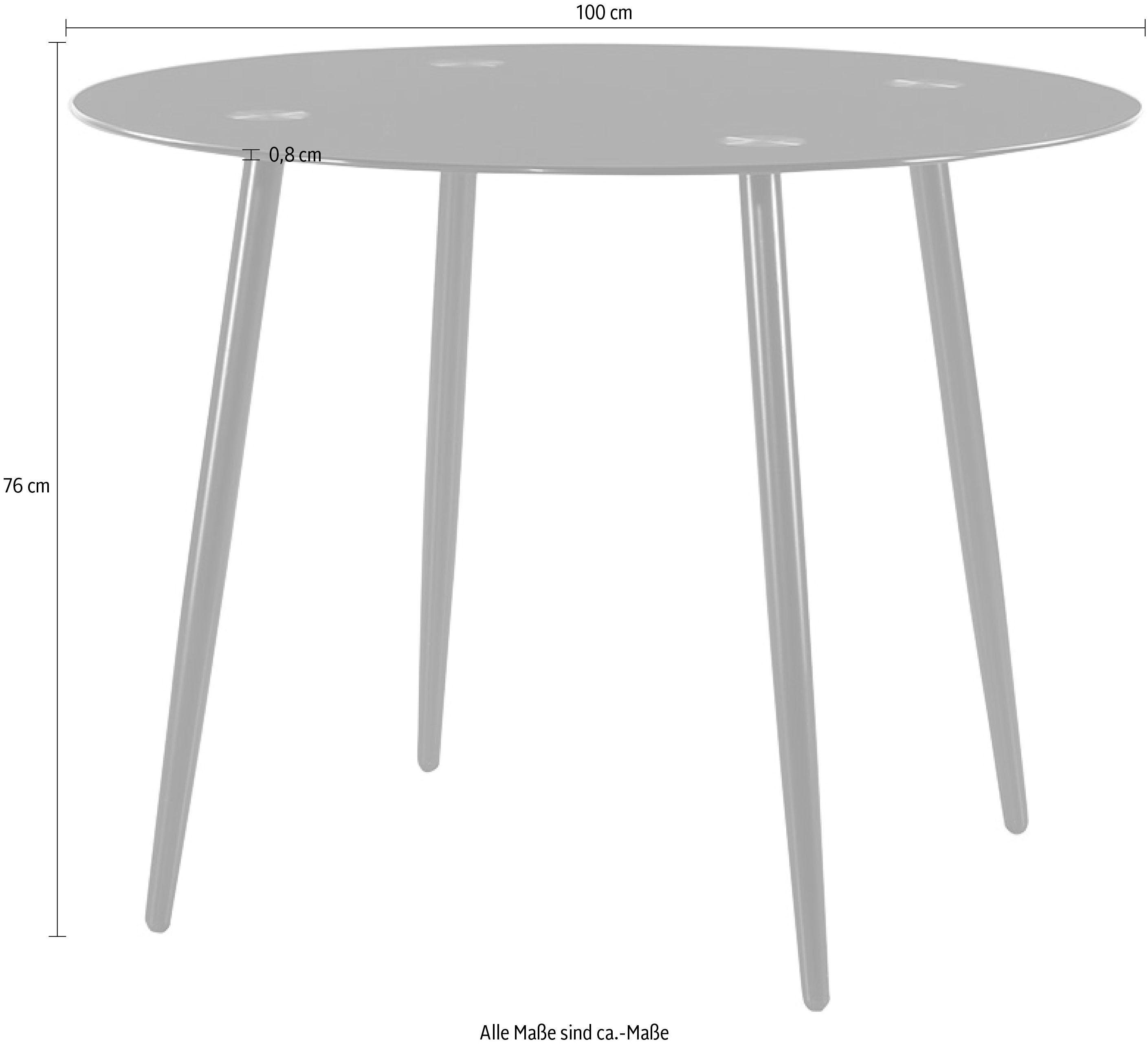 Jockenhöfer Gruppe Eettafel Gera rond, ø 100 cm, glazen tafel