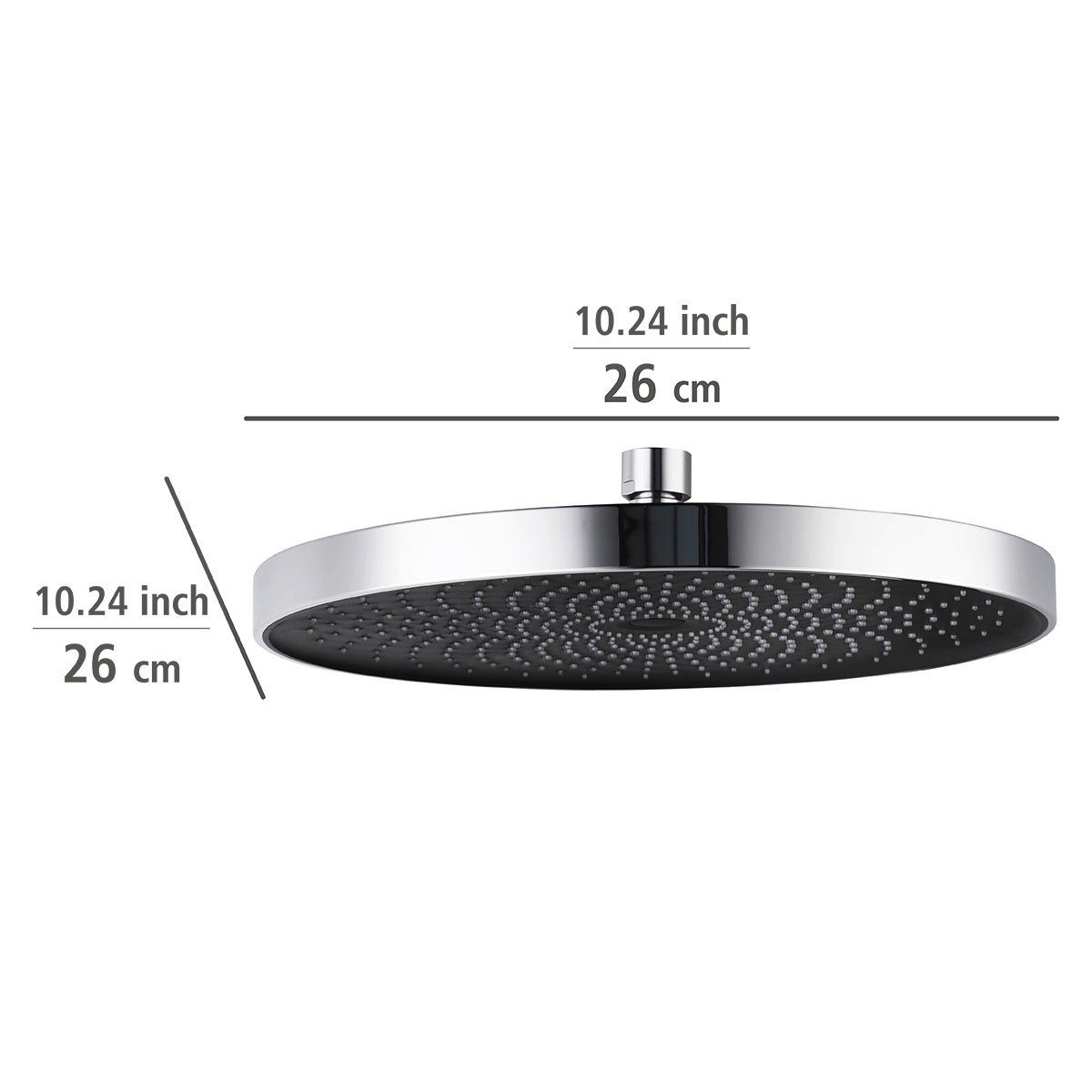 WENKO Douchekop Softwater Chroom/zwart, Ø 26 cm (1-delig)