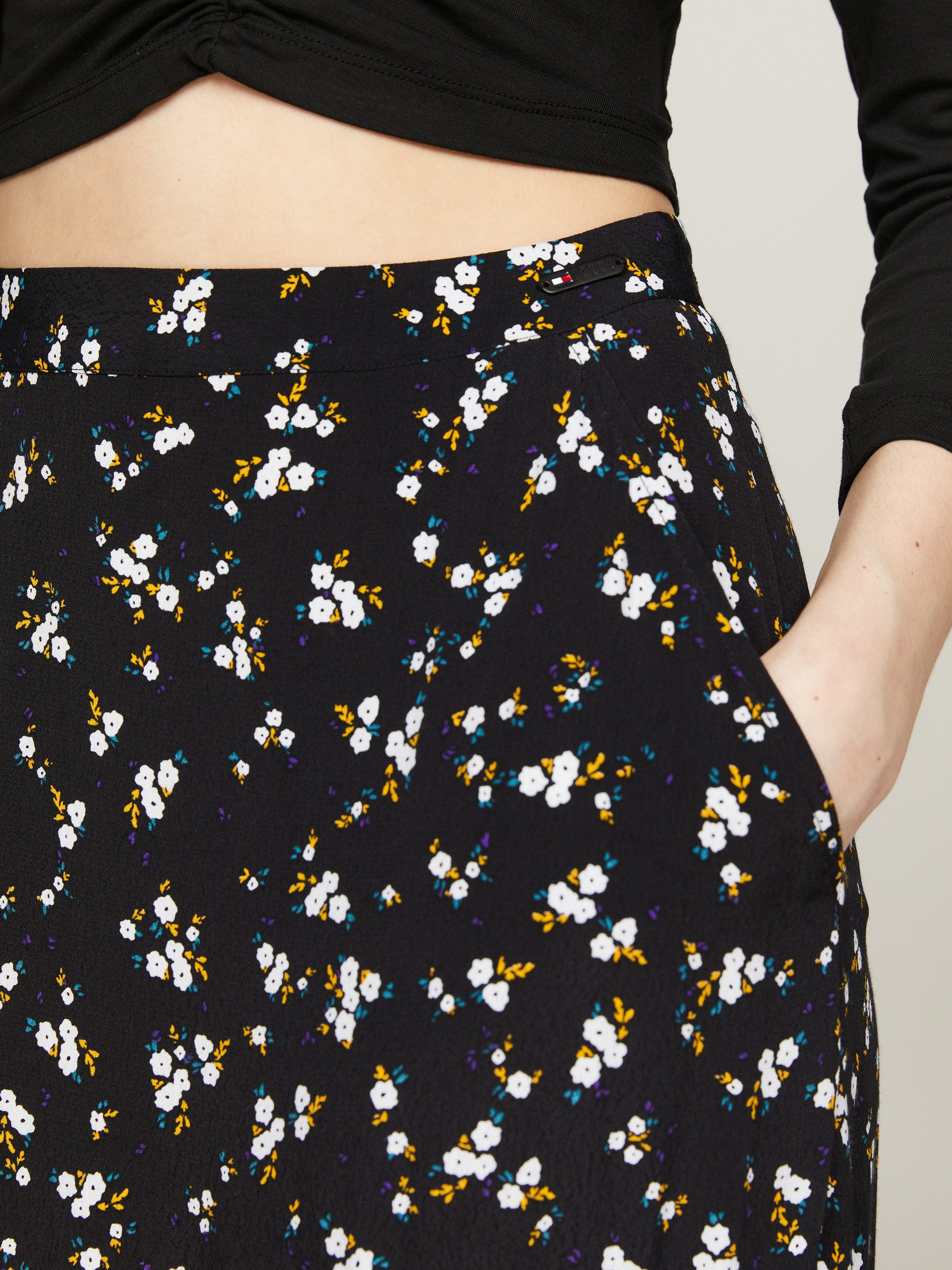 Tommy Jeans Curve Rok in a-lijn TJW FLORAL RUFFLE MIDI SKIRT EXT