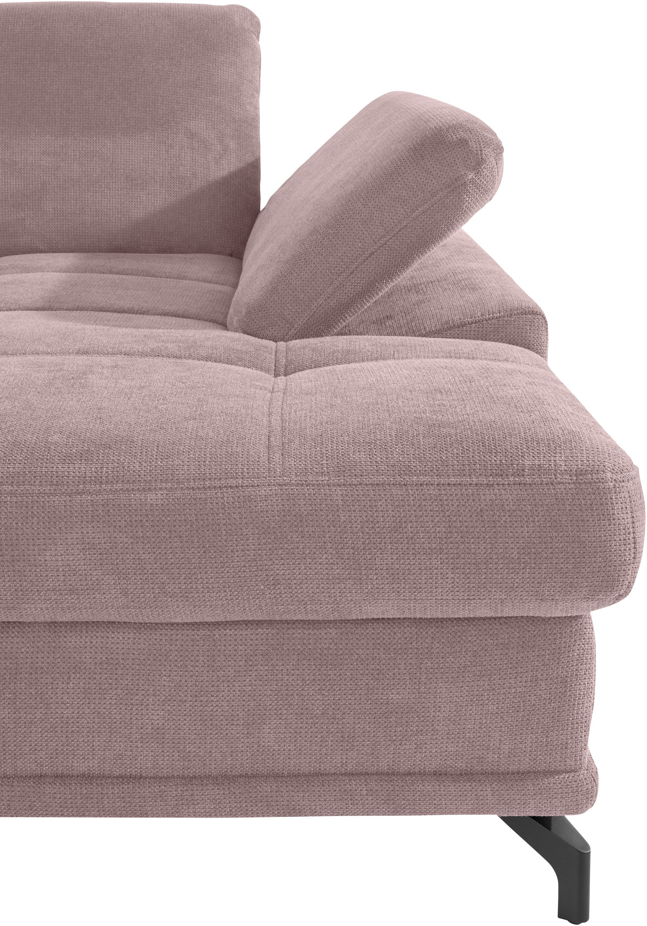 Places of Style Hoekbank Costello L-vorm, met zitdiepteverstelling, armleuningverstelling en