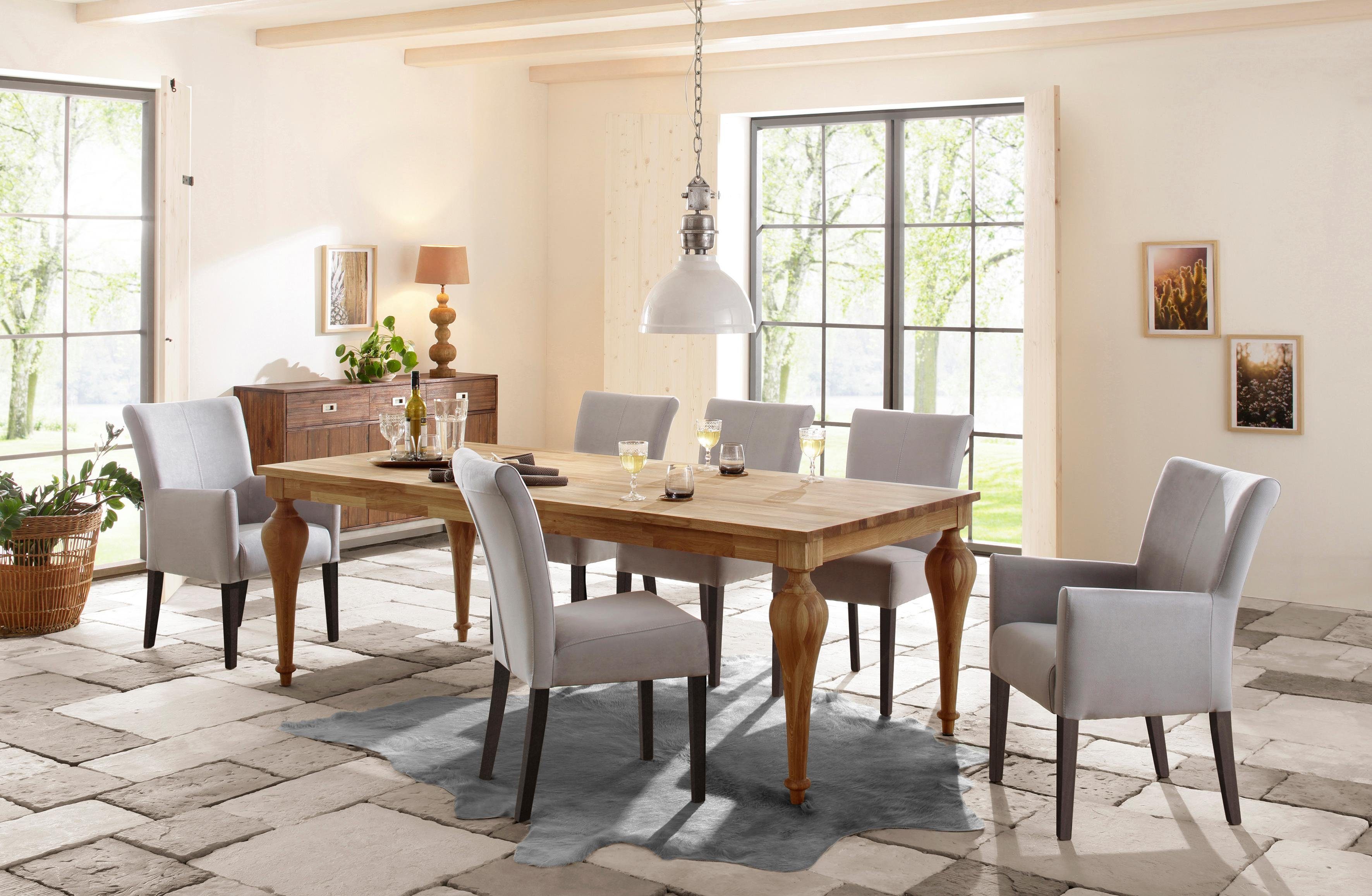 Home affaire Eetkamerstoel King Gestoffeerde stoel, fauteuil, massief houten frame