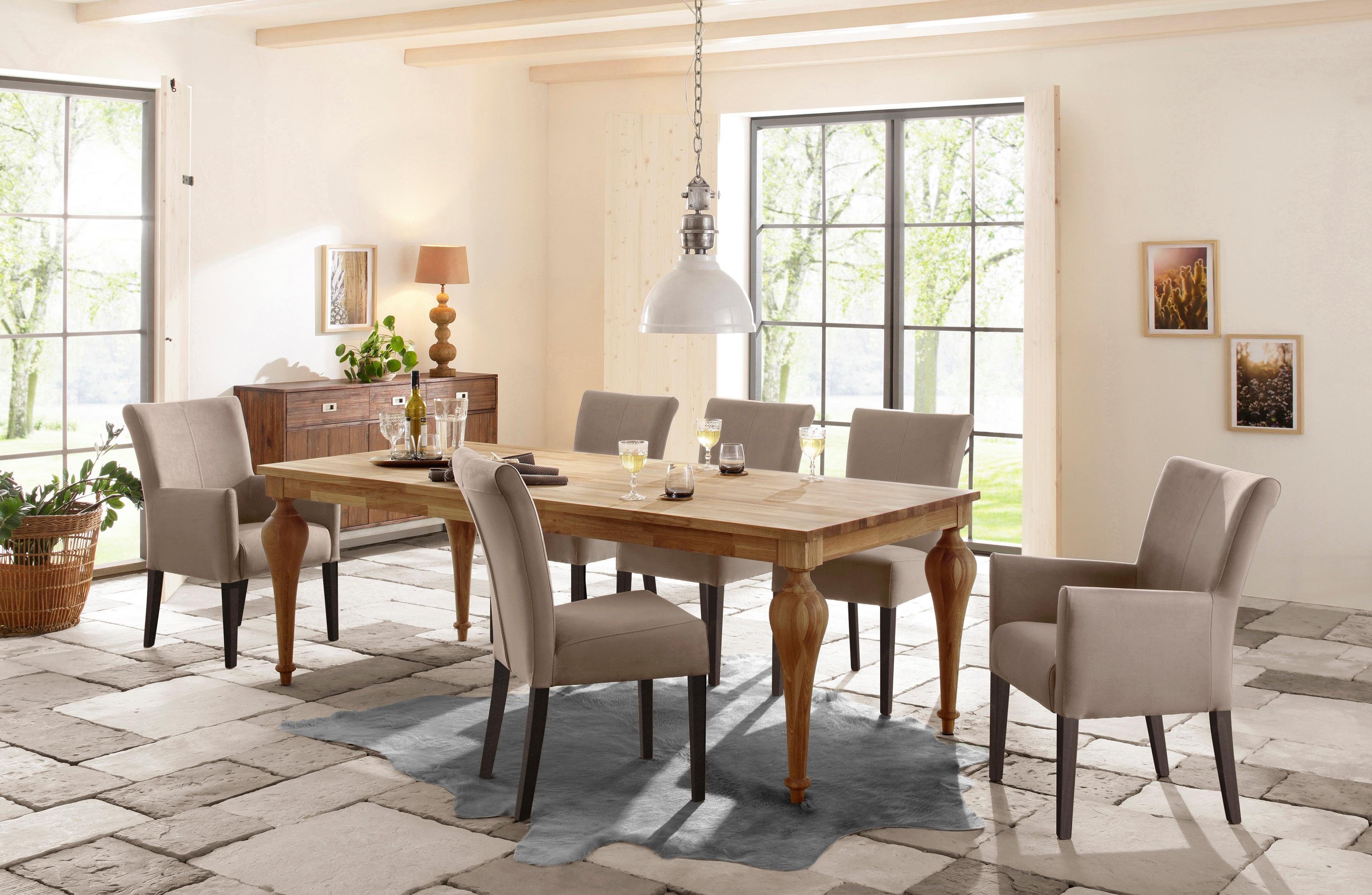 Home affaire Eetkamerstoel King Gestoffeerde stoel, fauteuil, massief houten frame