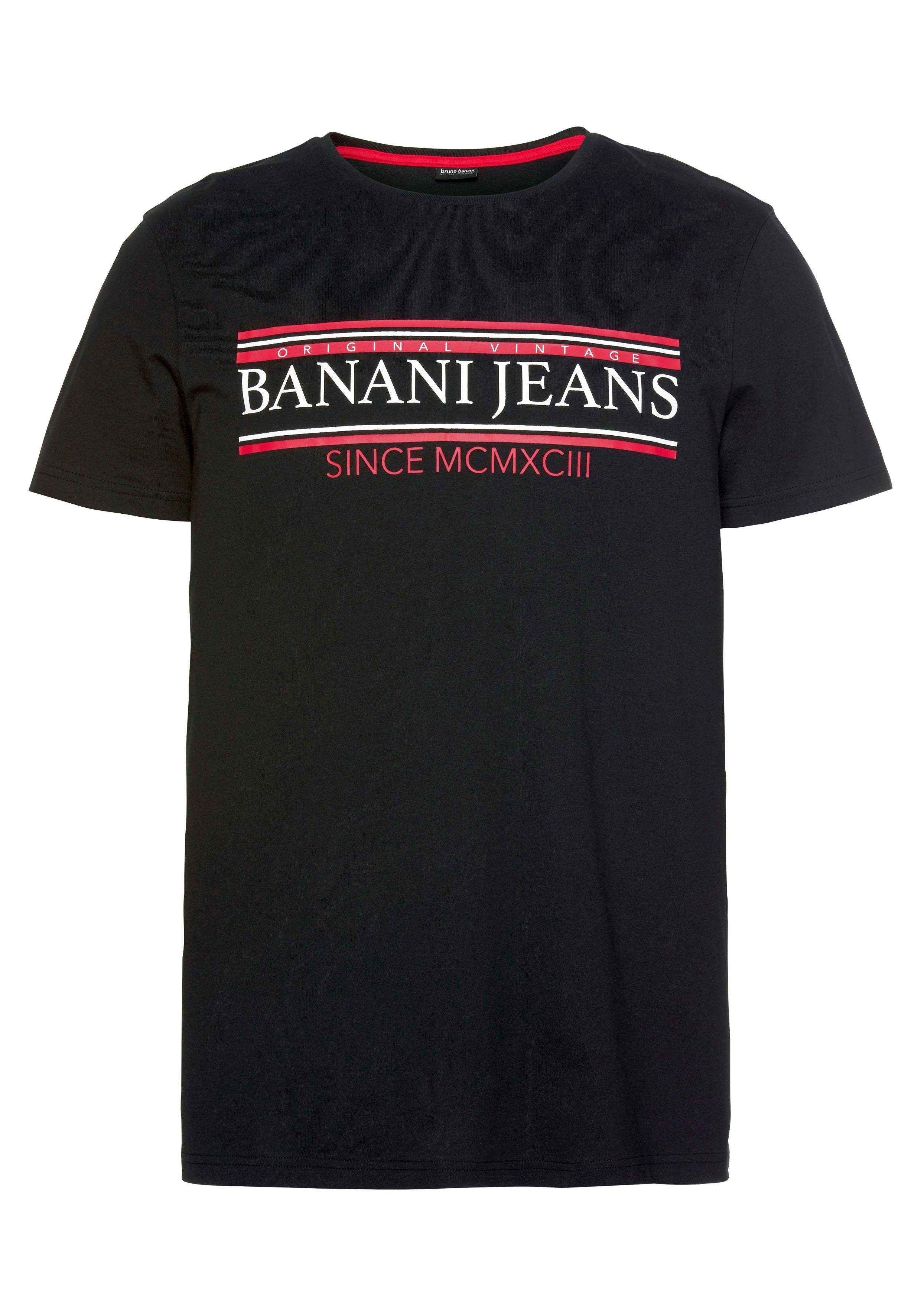 Bruno Banani T-shirt korte mouwen, smal gesneden, bedrukt, ronde hals
