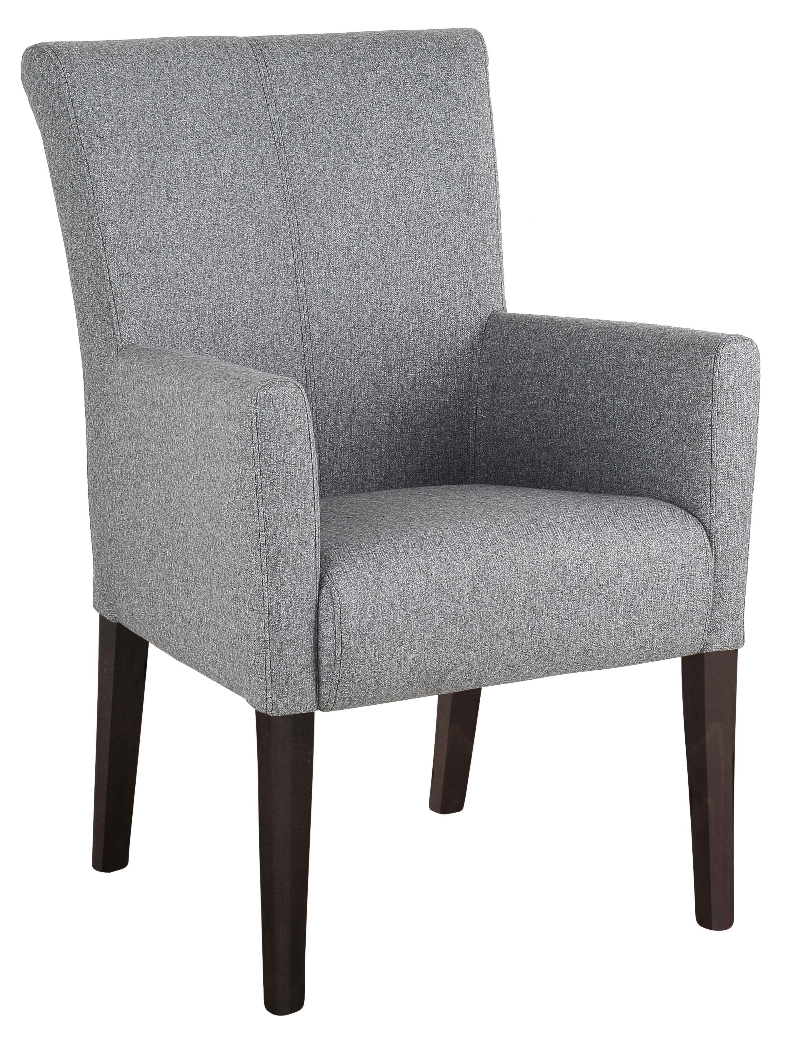 Home affaire Eetkamerstoel King Gestoffeerde stoel, fauteuil, massief houten frame 4 poot stoelen grijs