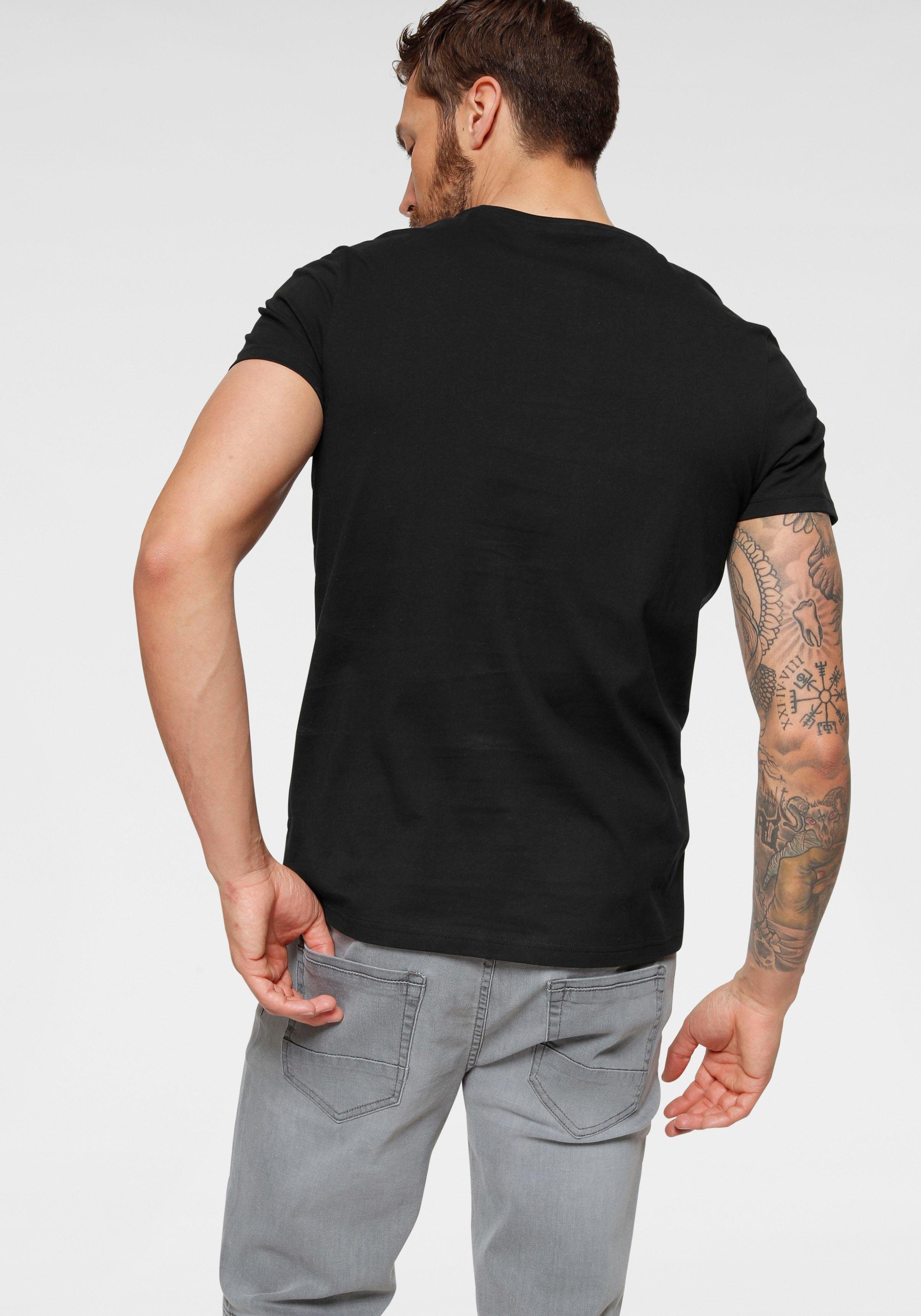 Bruno Banani T-shirt korte mouwen, smal gesneden, bedrukt, ronde hals