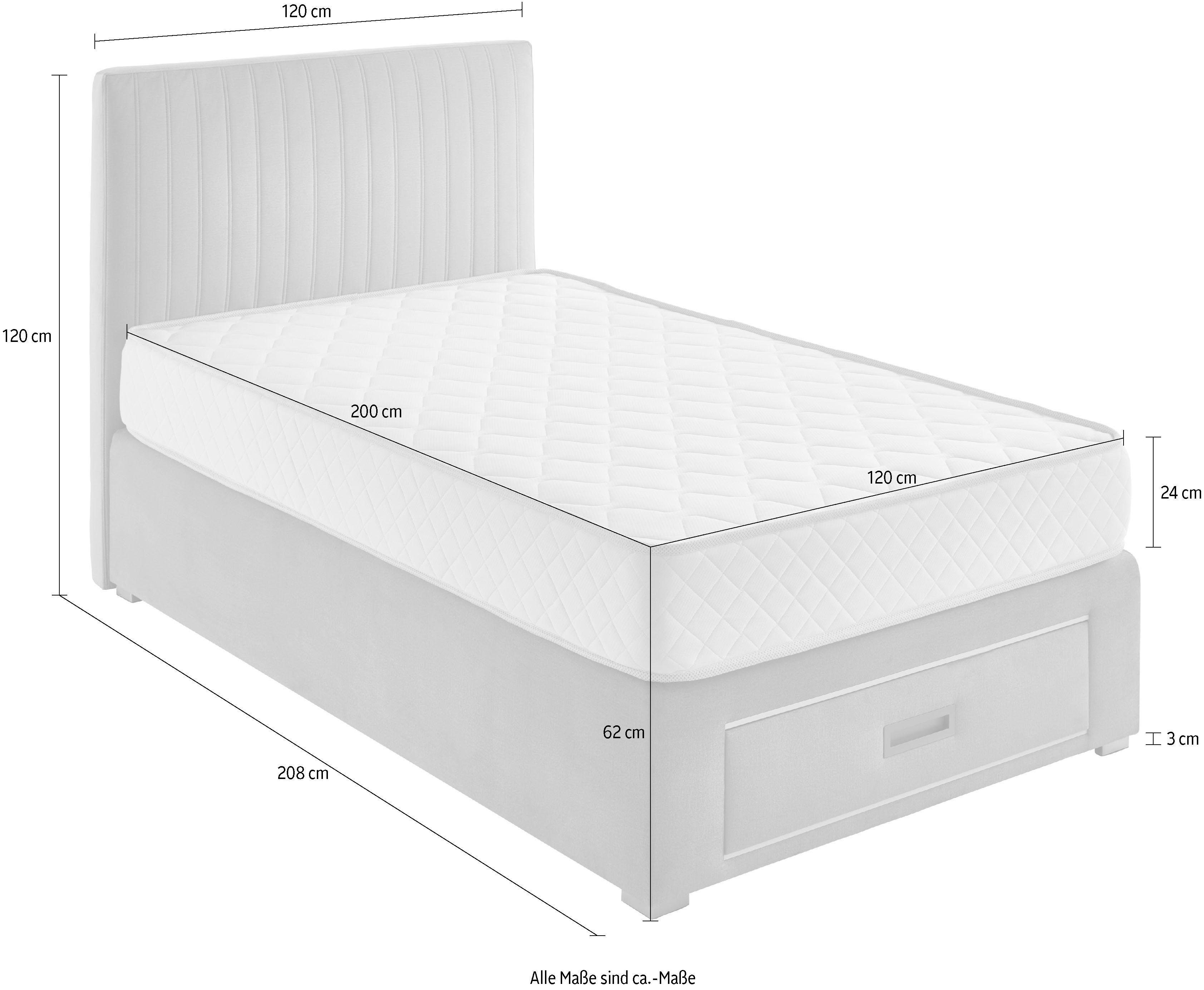 INOSIGN Boxspring Mackay 100% veganistisch, gemakkelijk te onderhouden overtrekstof, met lade