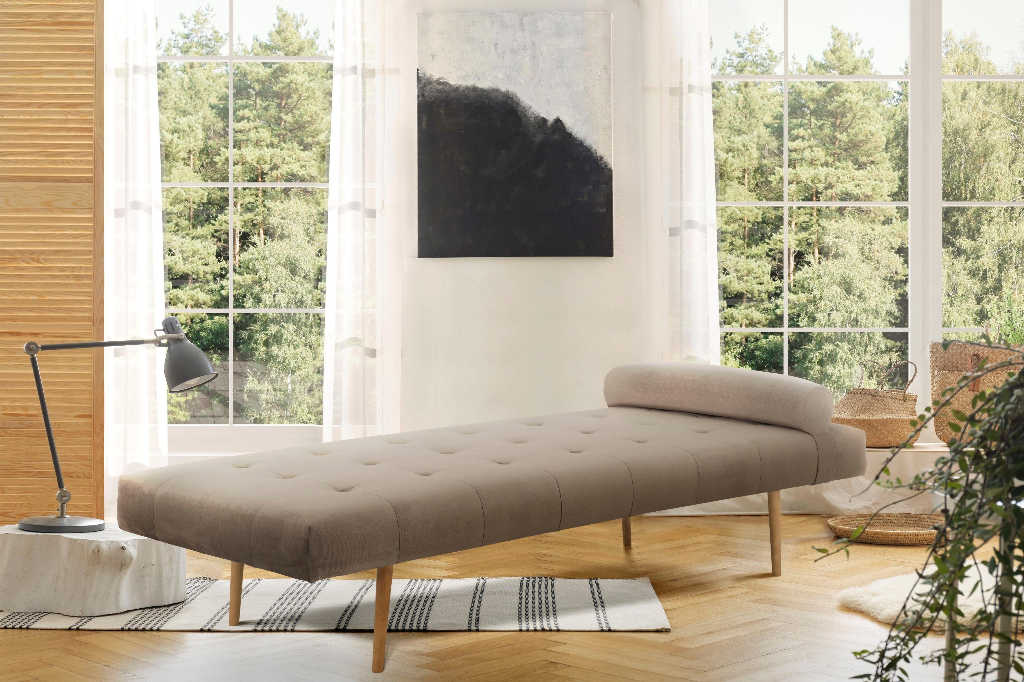 andas Slaapbank Agnar met kussenrol, in 3 overtrekstoffen en vele kleuren bedden beige