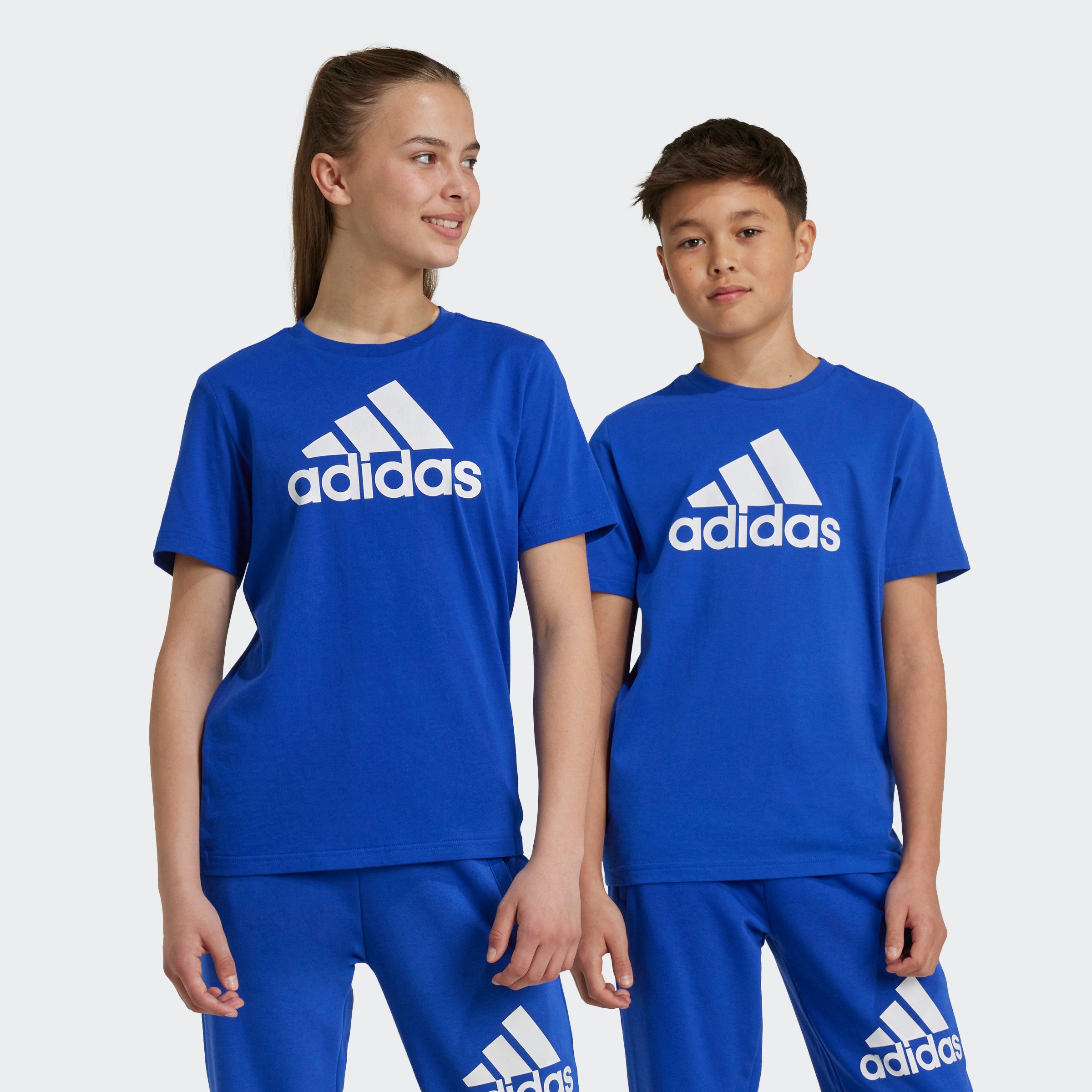 Adidas Sportswear T-shirt met logo kobaltblauw wit Katoen Ronde hals 176