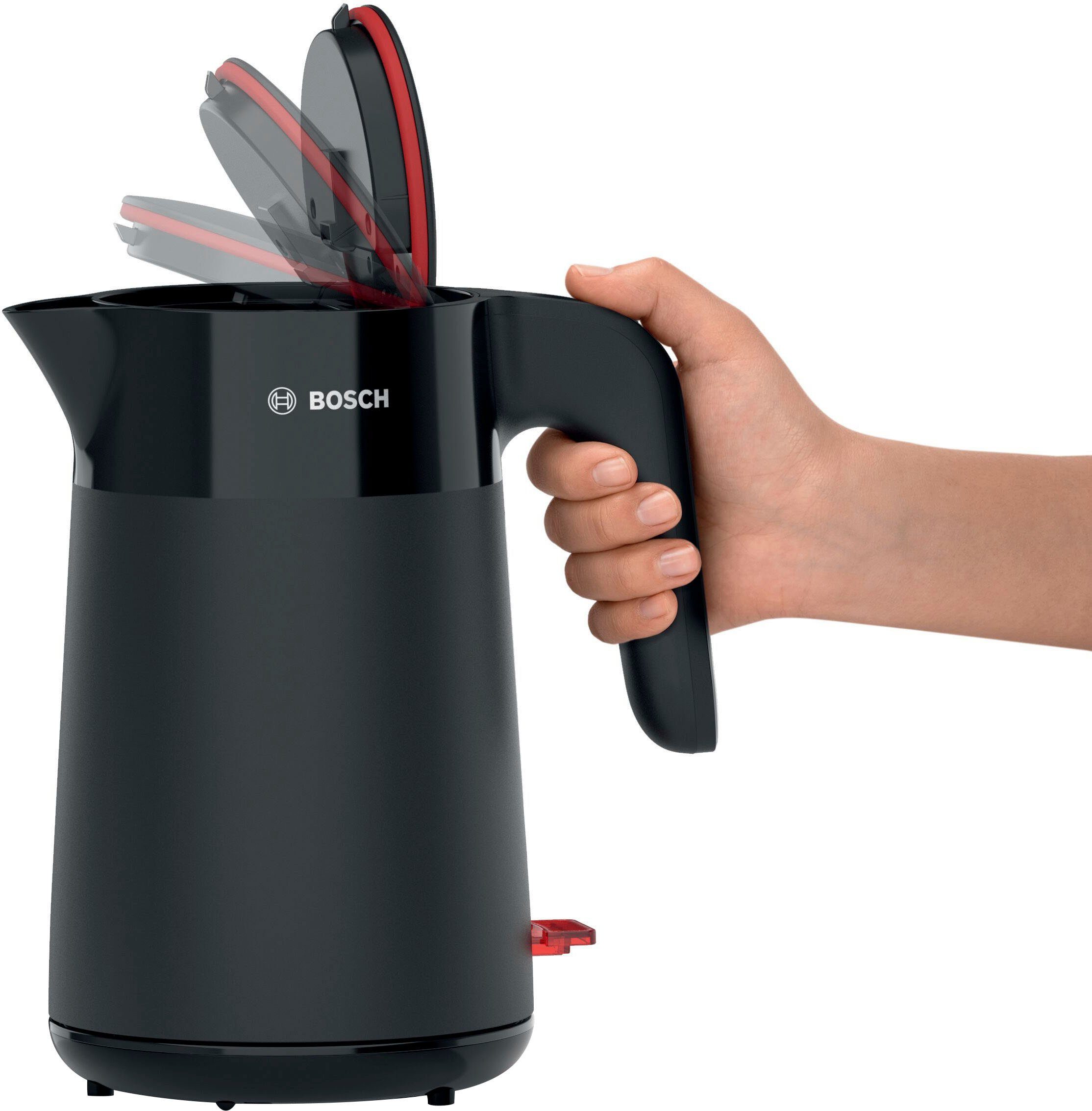 BOSCH Waterkoker MyMoment TWK2M163, Abschaltautomatik, Überhitzungschutz, Tassenanzeige, 1,7 l, Automatische uitschakeling, weergave aan kopjes, matzwart