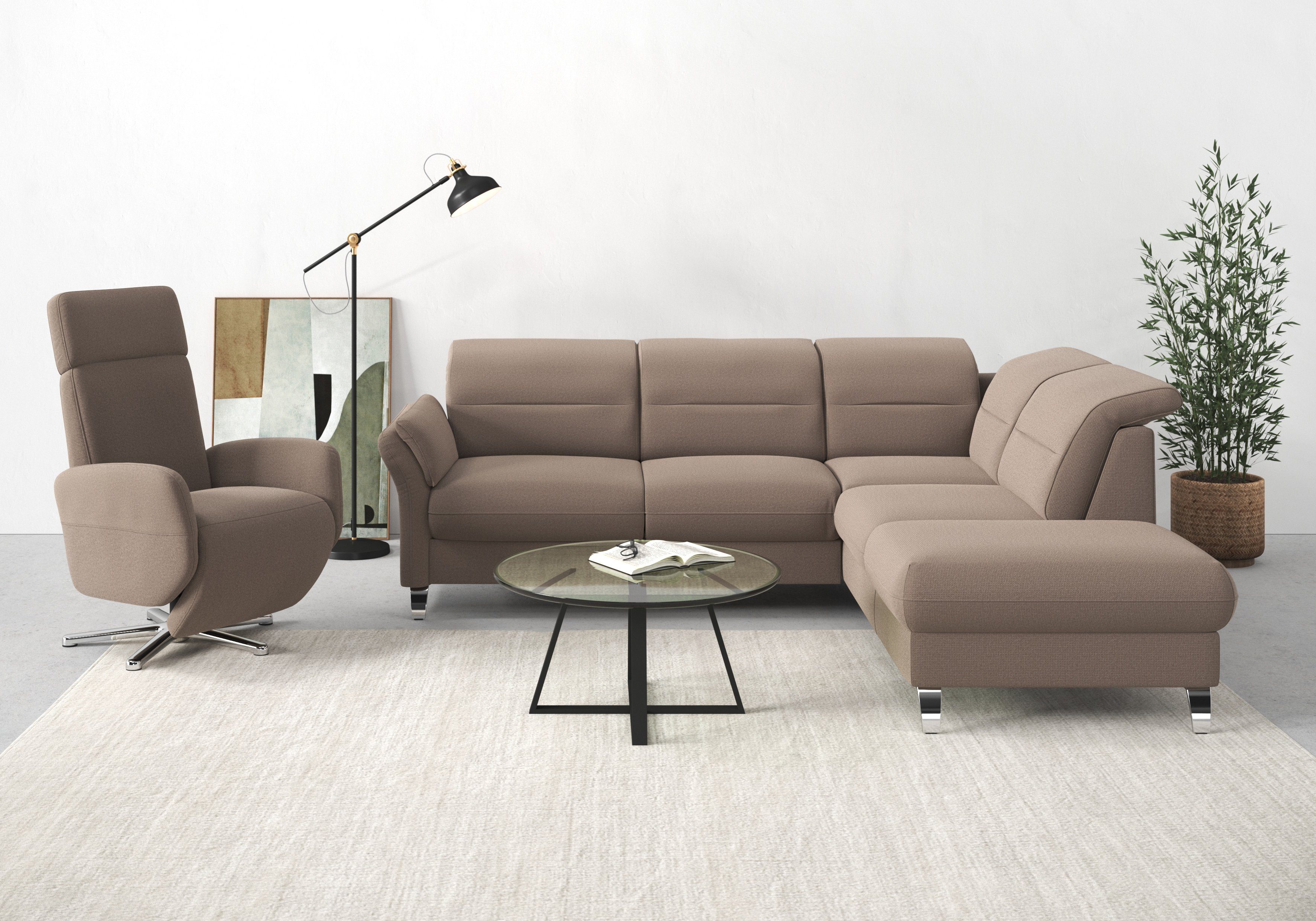 sit&more Relaxfauteuil Grenoble, incl. hoofdsteunverstelling en bekabelde afstandsbediening
