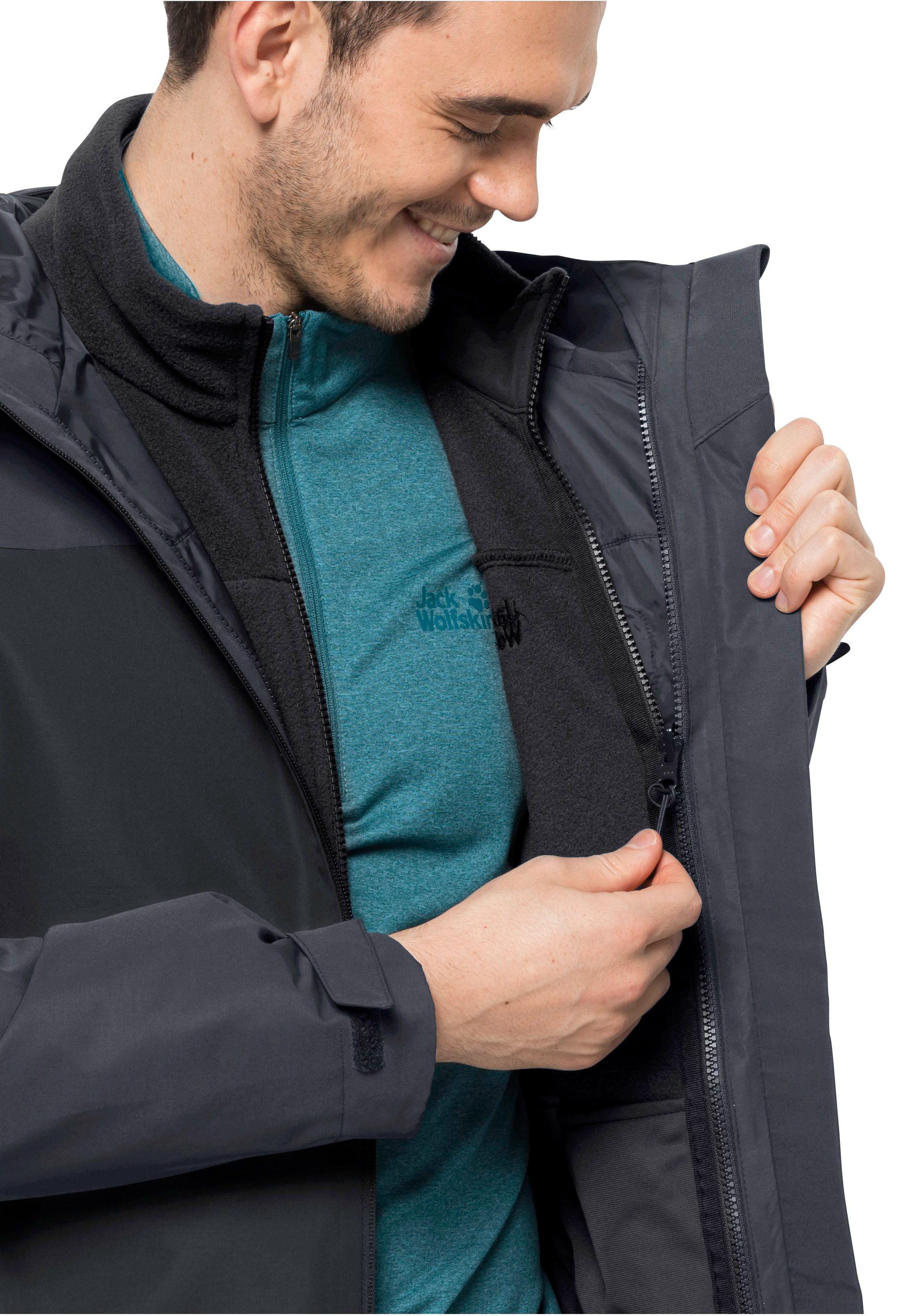 Jack Wolfskin Functioneel 3-in-1-jack TAUBENBERG 3IN1 JKT M Waterafstotende ritsen, waterdicht, ademend