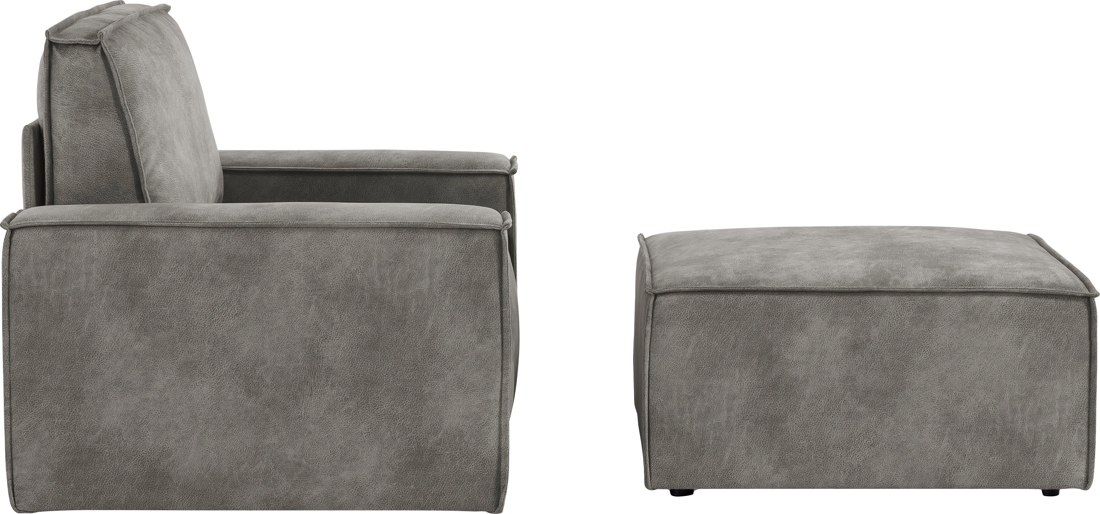 Home affaire Fauteuil Sherwood Loveseat en hocker als set, passend bij de bekleding-serie SHERWOOD
