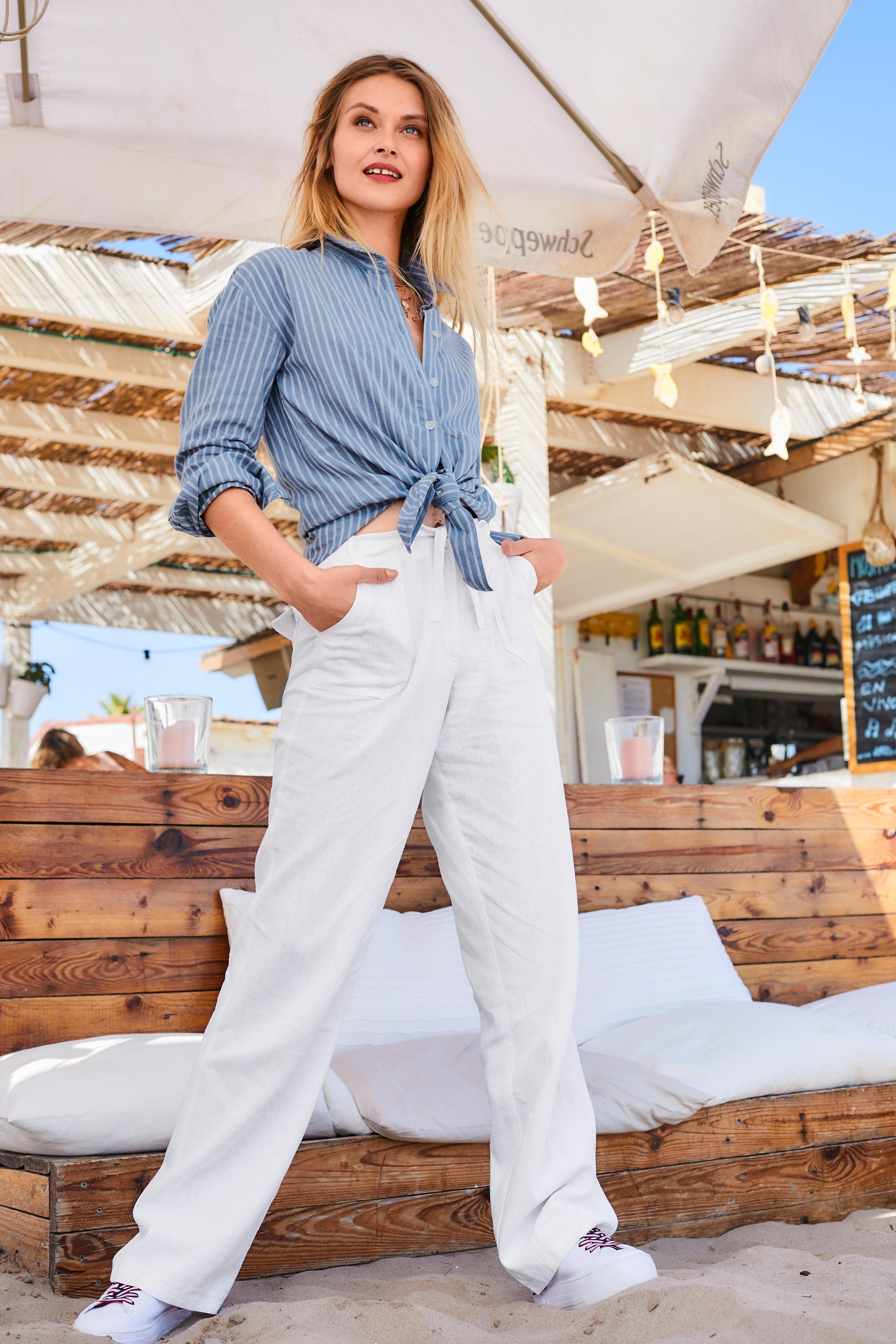 Aniston CASUAL Linnen broek met bindstrik