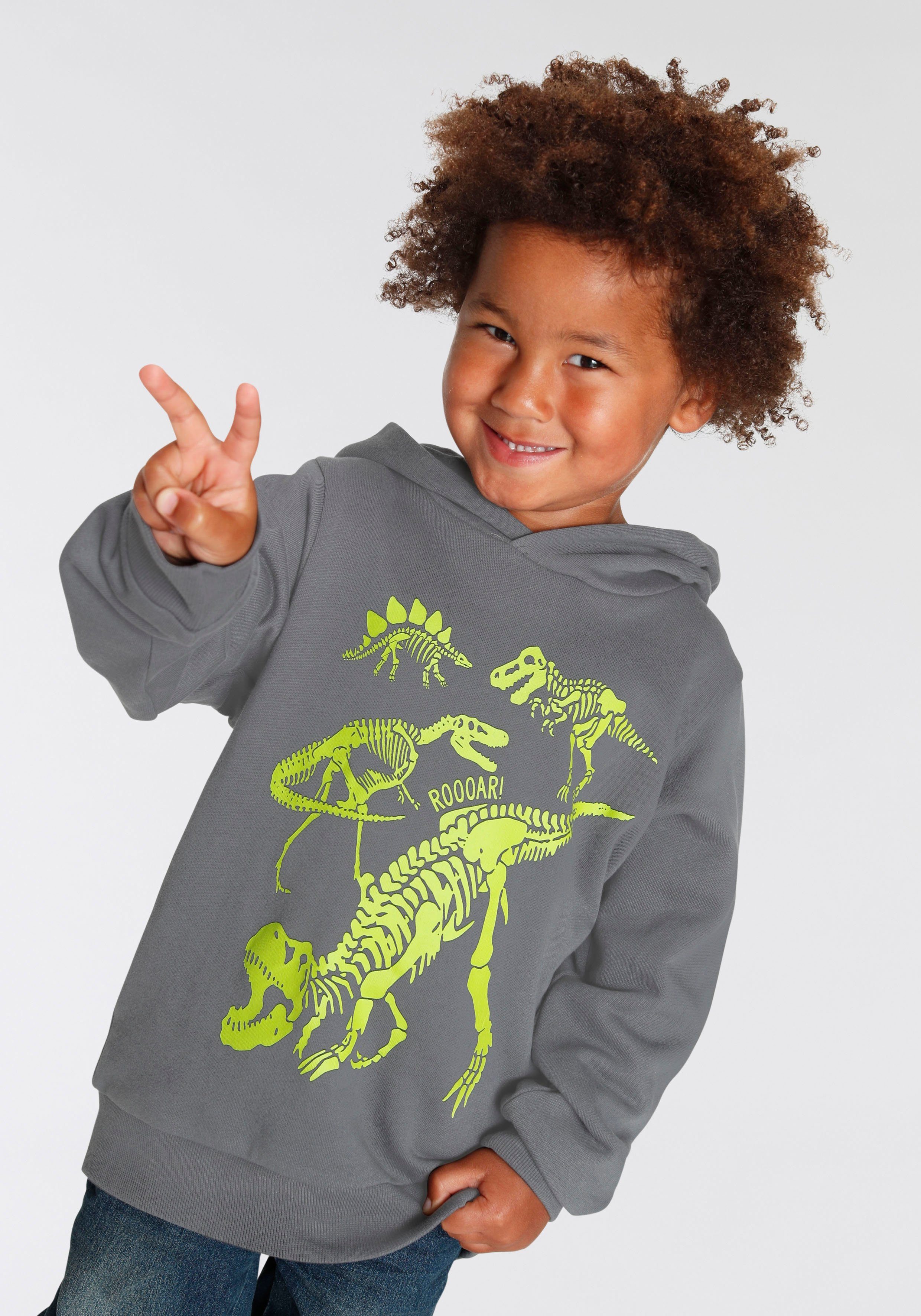 KIDSWORLD Hoodie Dino Lange mouwen, basic pasvorm, met stijlvolle print, van katoen