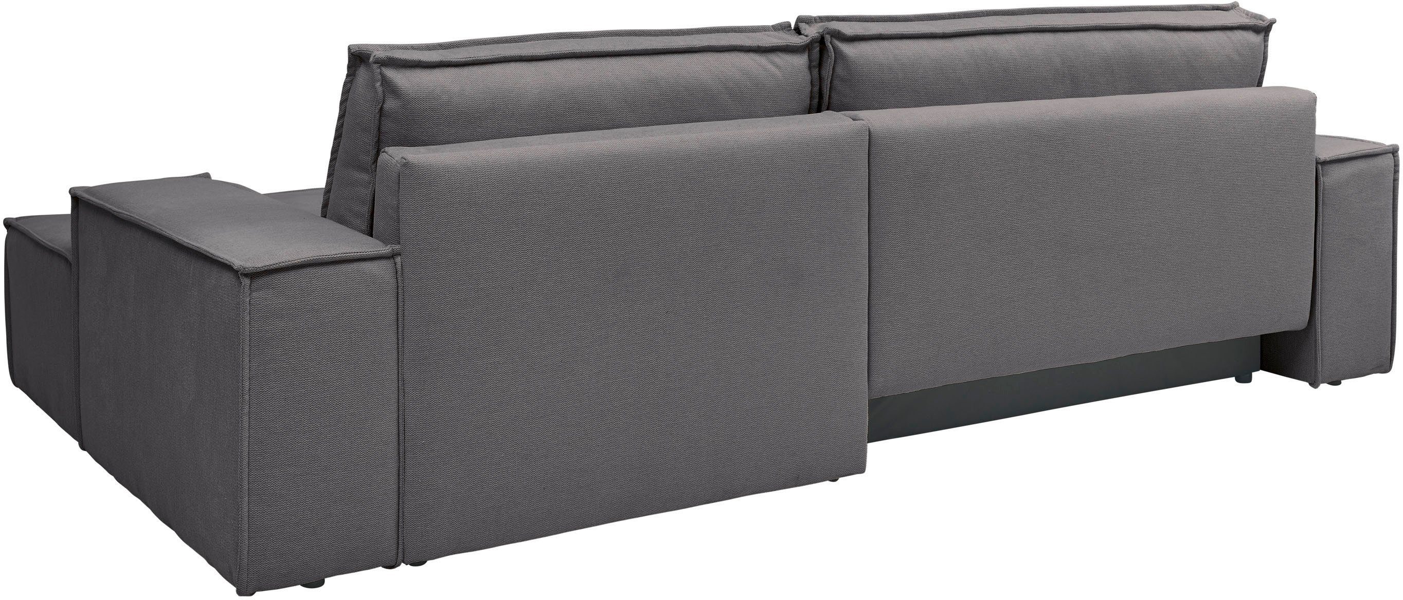 andas Hoekbank Finnley slaapbank 267 cm in Bouclé, fijne structuur en cord, L-vorm