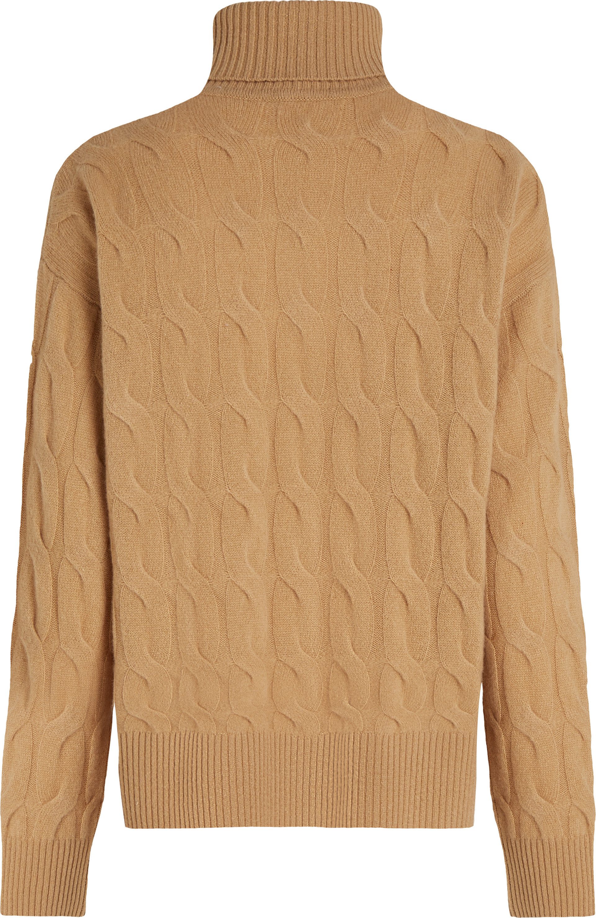 Tommy Hilfiger Coltrui SOFT WOOL CABLE ROLL-NK SWEATER met logoborduring allover kabelpatroon rolkraag 100% wol