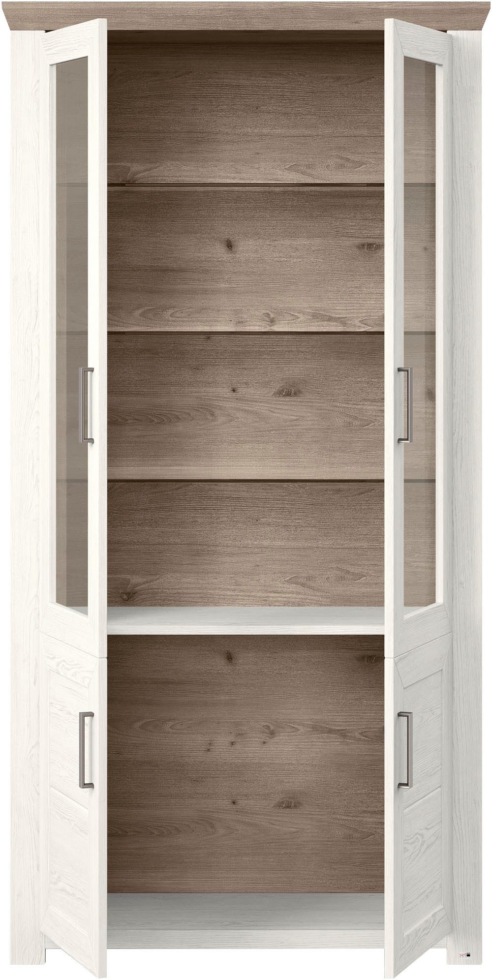 set one by Musterring Staande vitrinekast York Type 17, met twee glazen deuren, in 3 kleurvarianten, hoogte 207 cm
