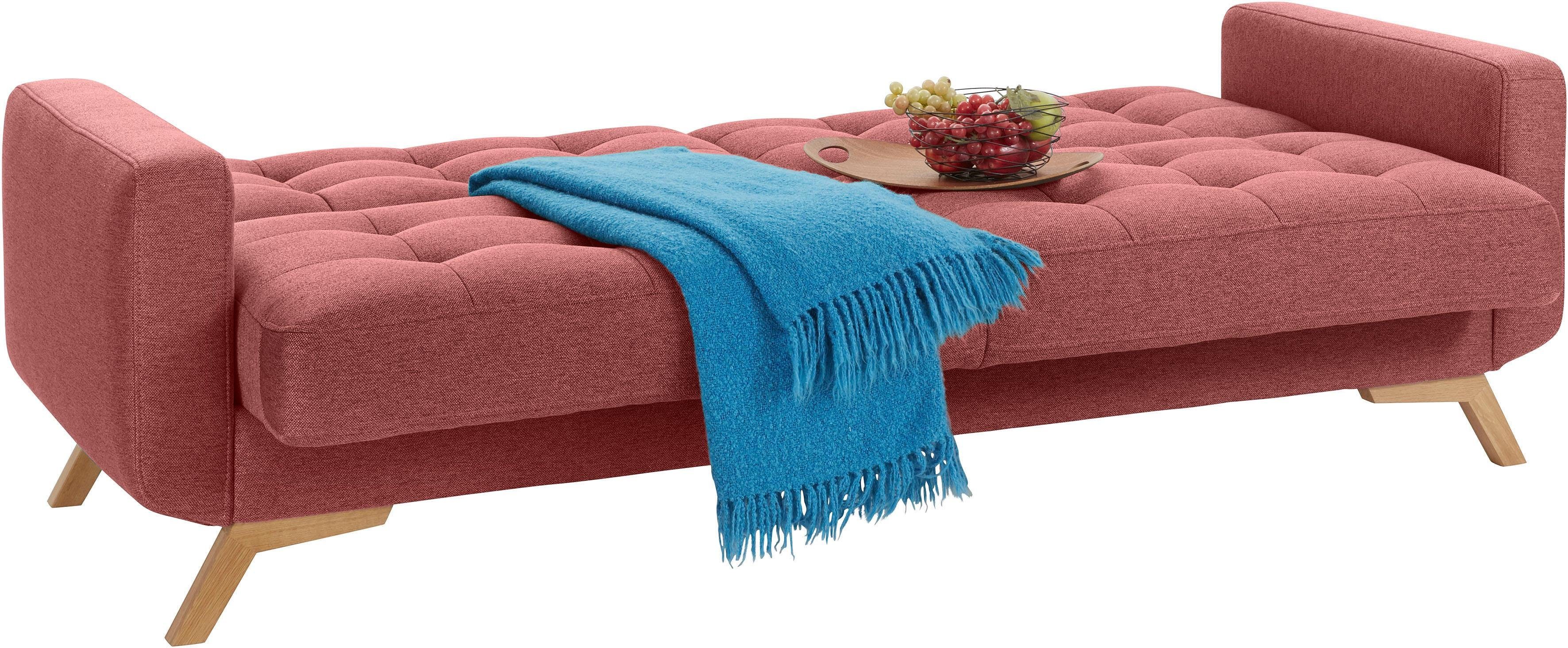 exxpo - sofa fashion 3-zitsbank Fiord, actueel design, geweldige afwerking in zitting en rug comfortabel, optioneel kantelbank met bedfunctie en bedlade, houten voet