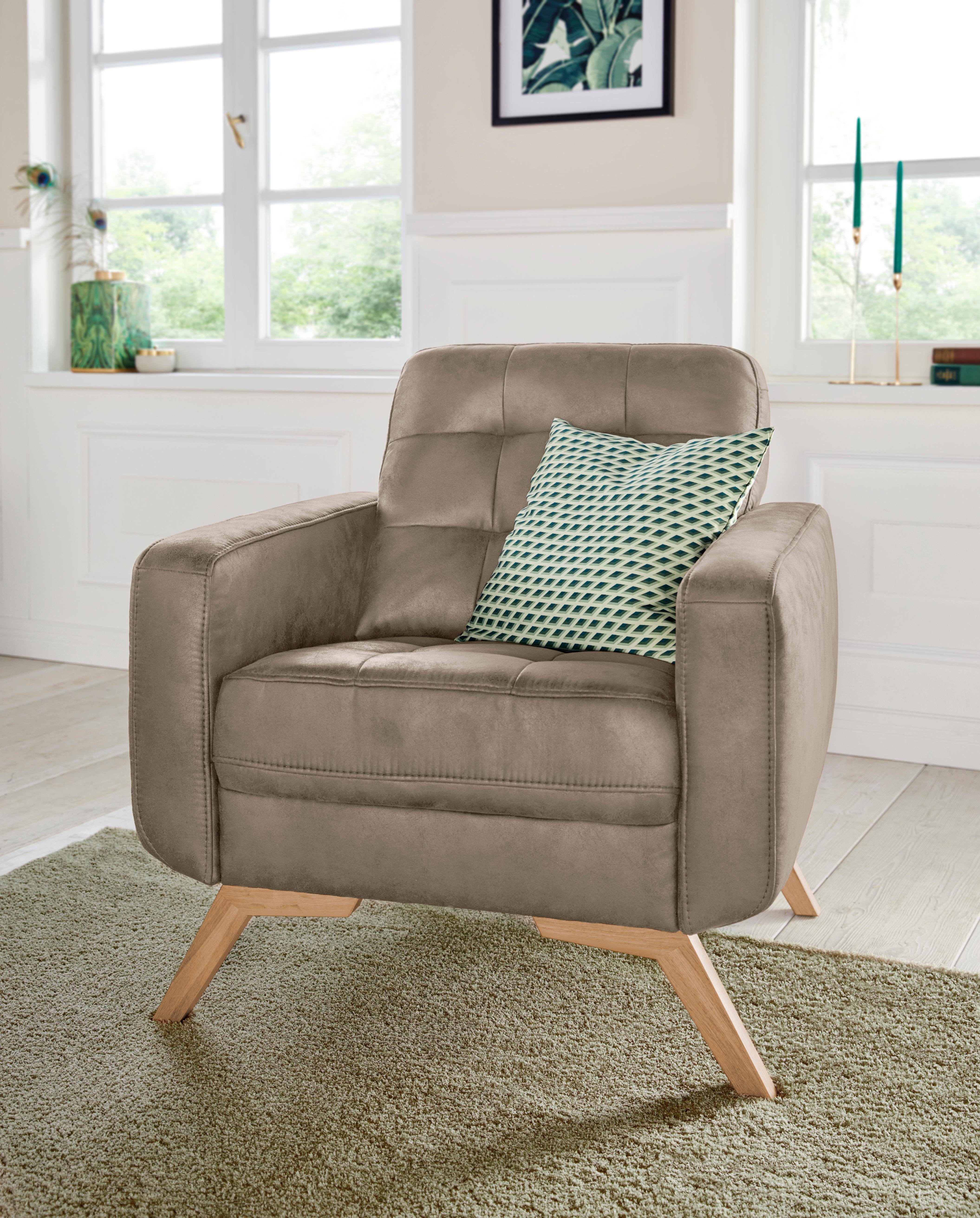 exxpo - sofa fashion Fauteuil Fiord, loungestoel actueel ontwerp, geweldige detailverwerking in de zitting en rug fauteuils bruin
