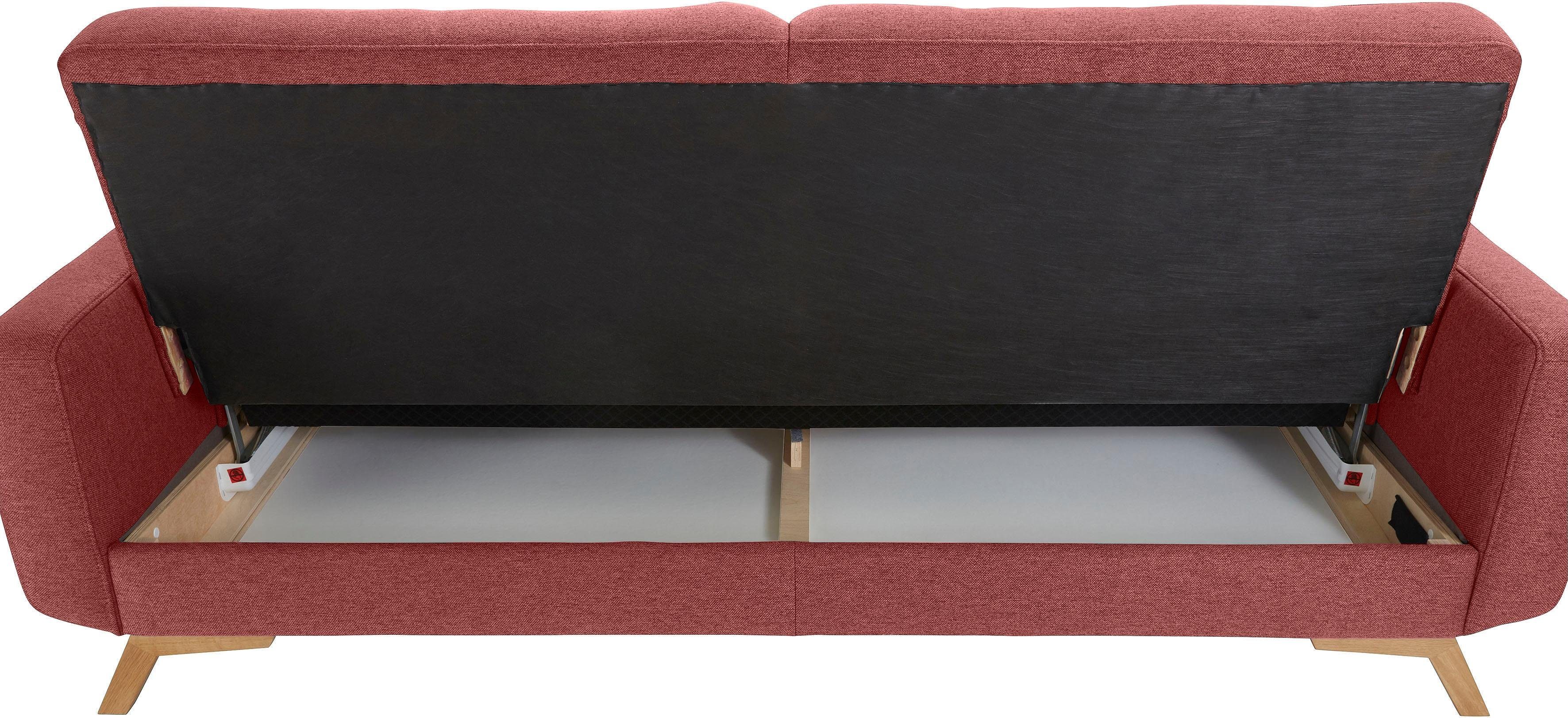 exxpo - sofa fashion 3-zitsbank Fiord, actueel design, geweldige afwerking in zitting en rug comfortabel, optioneel kantelbank met bedfunctie en bedlade, houten voet