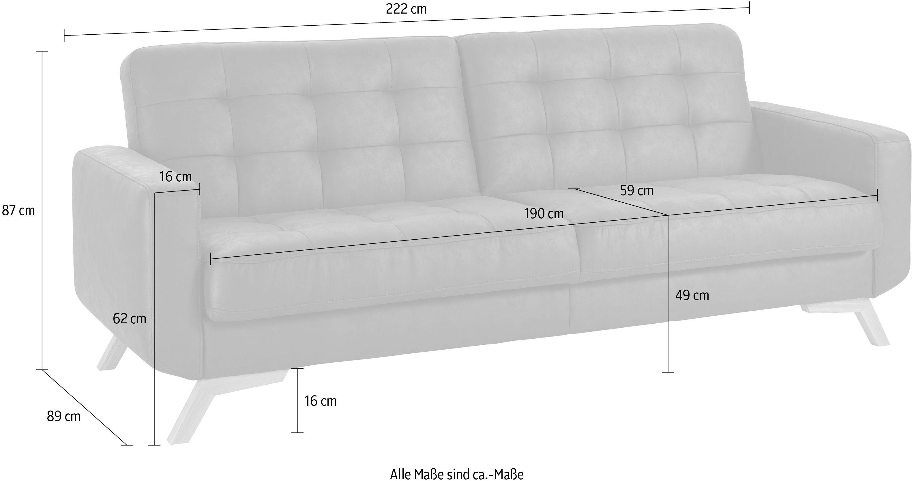 exxpo - sofa fashion 3-zitsbank Fiord, actueel design, geweldige afwerking in zitting en rug comfortabel, optioneel kantelbank met bedfunctie en bedlade, houten voet