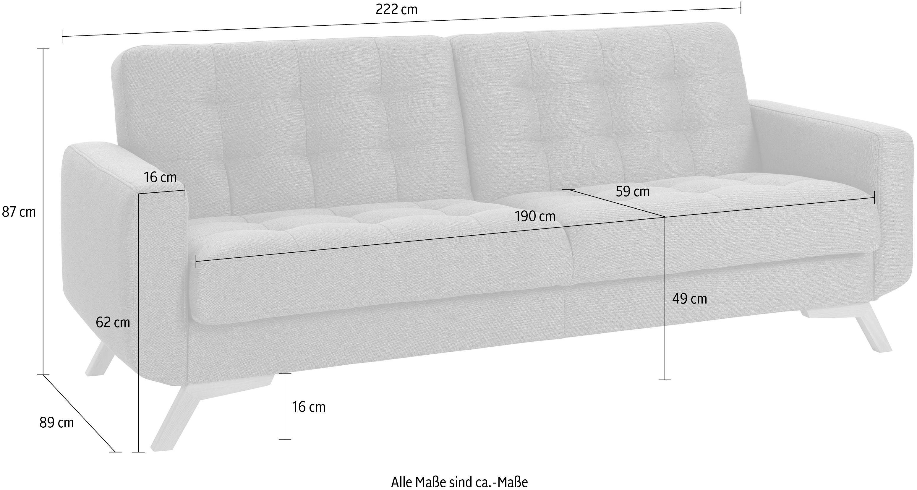 exxpo - sofa fashion 3-zitsbank Fiord, actueel design, geweldige afwerking in zitting en rug comfortabel, optioneel kantelbank met bedfunctie en bedlade, houten voet