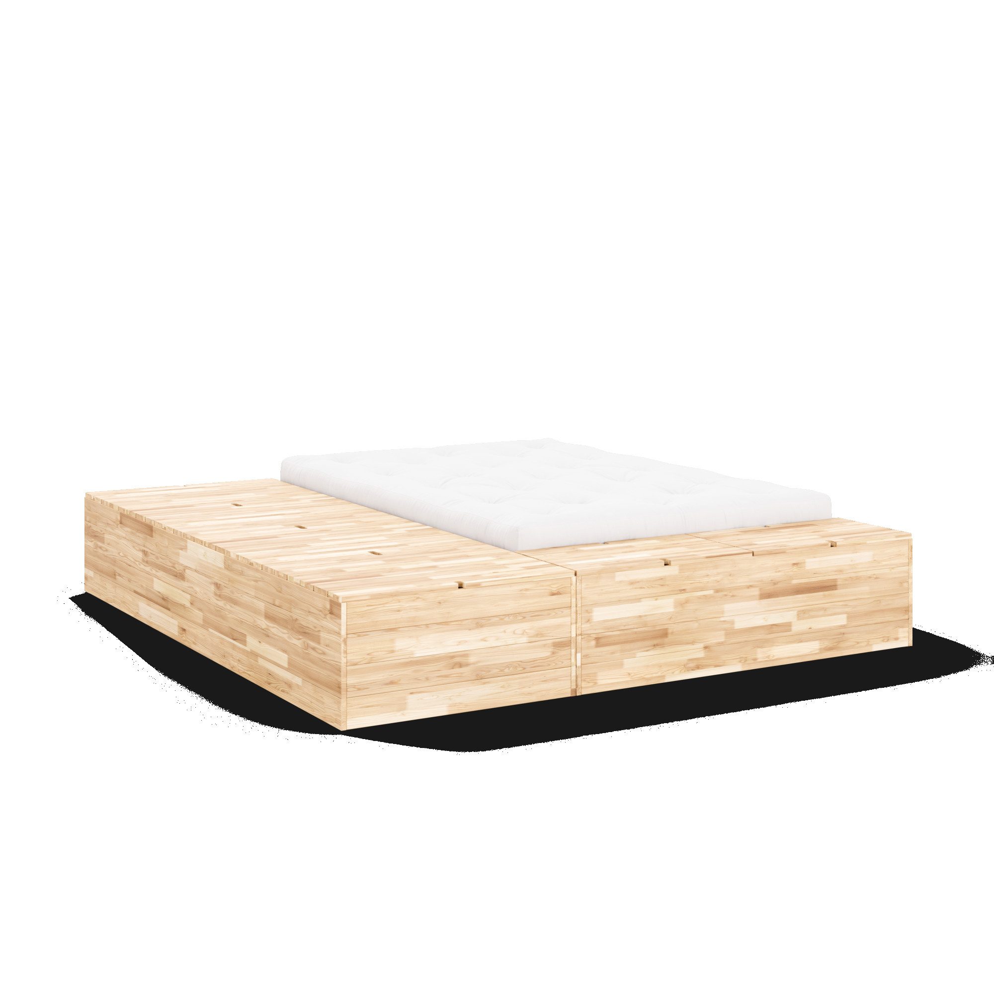 Karup Bedframe Basement Bed, opbergbank, bed optioneel met of zonder zitbank Bed met geïntegreerde opbergruimte, incl. lattenbodem, FSC® gecertificeerd
