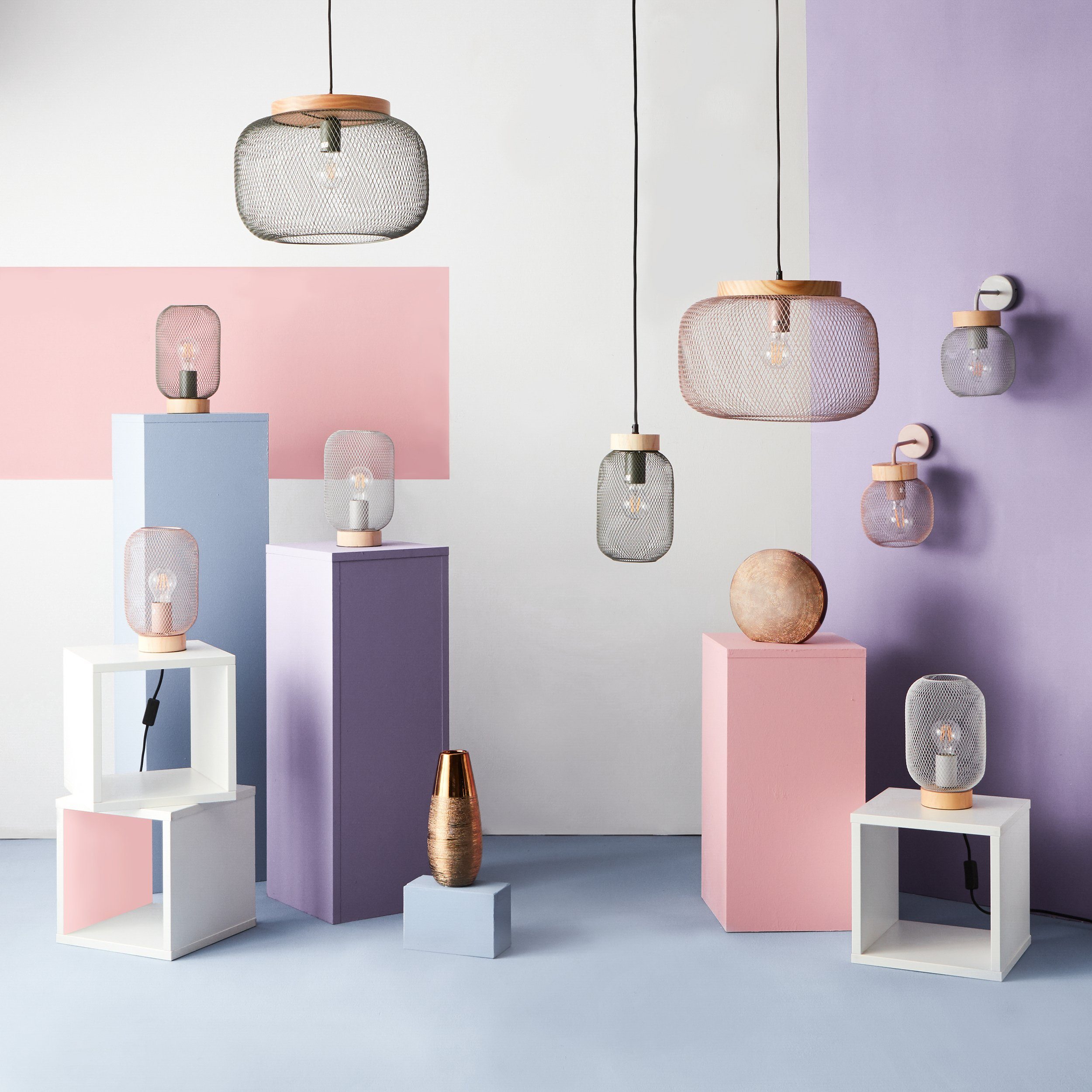 Brilliant Leuchten Hanglamp Giada Hanglamp, 40 cm, E27, inkortbaar, metaal/hout (1 stuk)