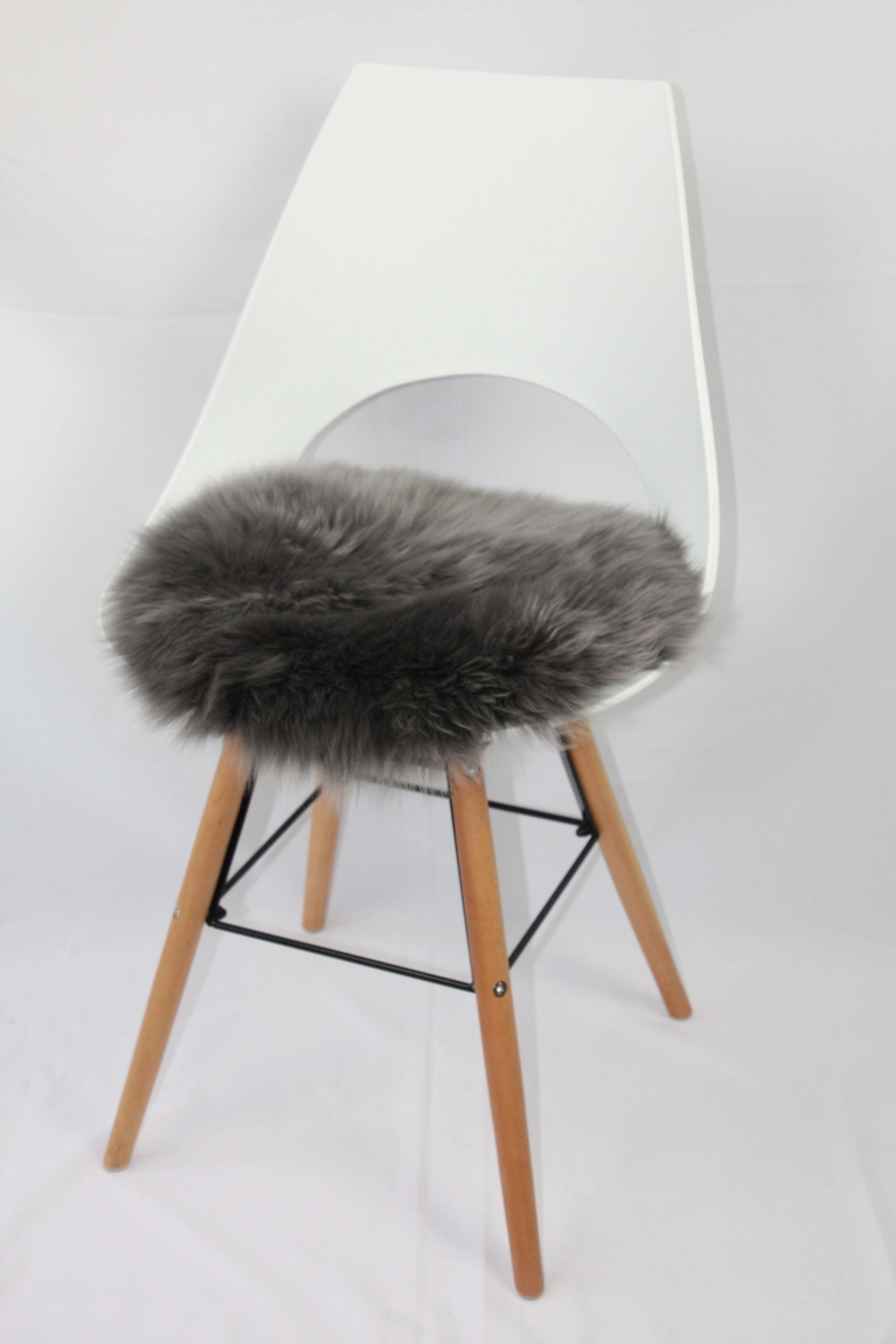 Heitmann Felle Stoelkussen Lamsvacht, ronde zitkussen Ø 45 cm, echt lamsvacht, wasbaar, ook als 2- of 4-delige set (1 stuk)