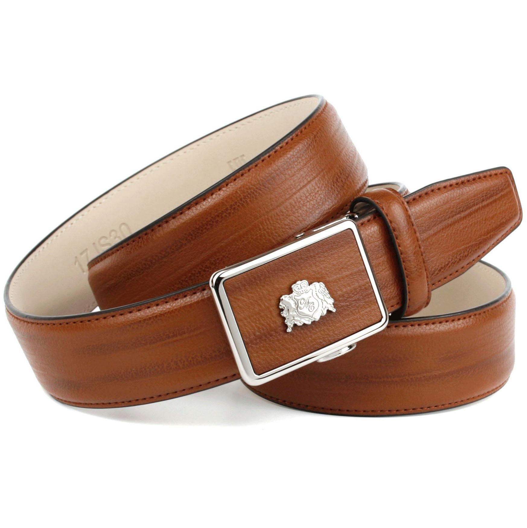 Anthoni Crown Leren riem in vintage-look, gesp met wapenmotief heren riemen maat 105 bruin