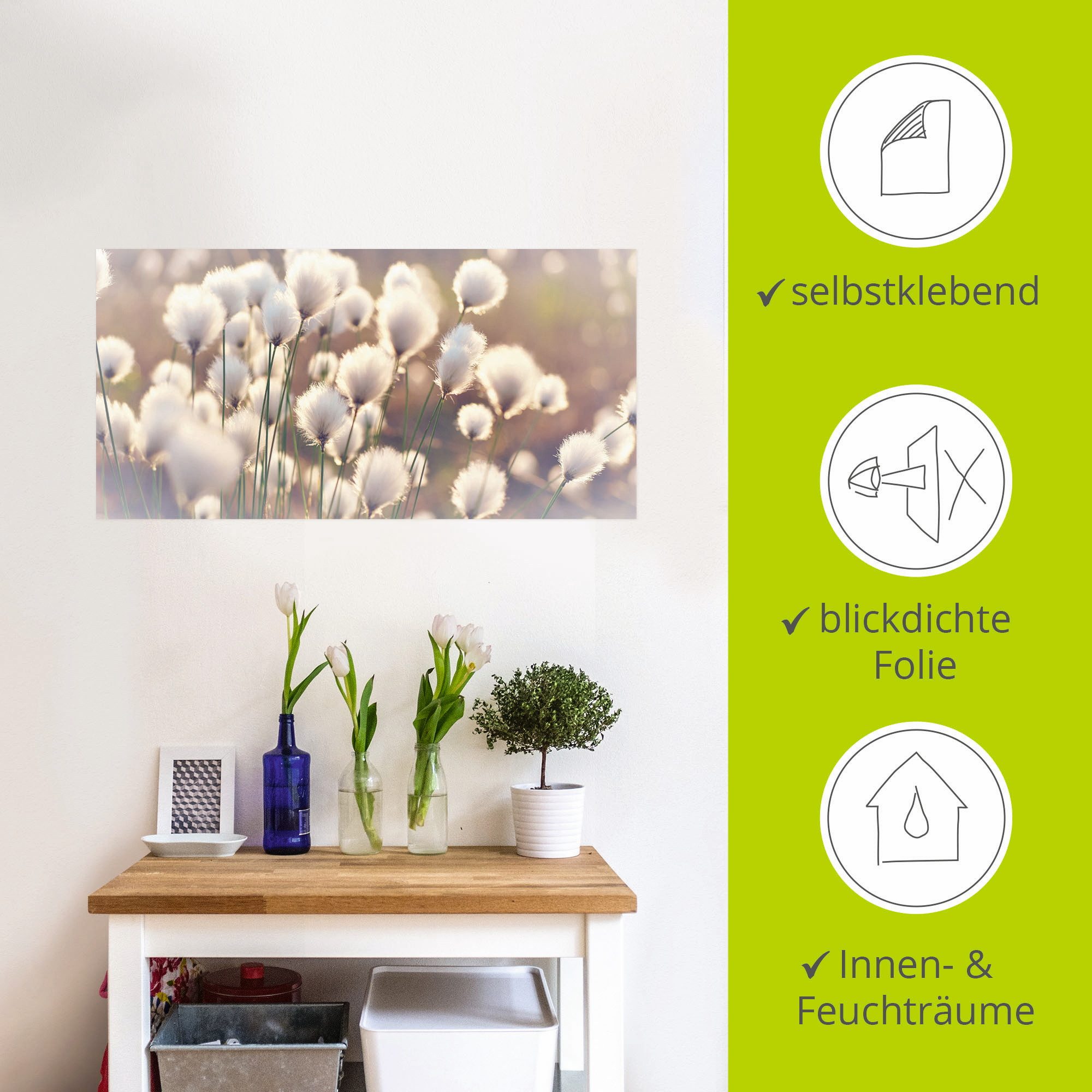 Artland Artprint Wolgrasmagie in het veen als artprint van aluminium, artprint voor buiten, artprint op linnen, poster, muursticker
