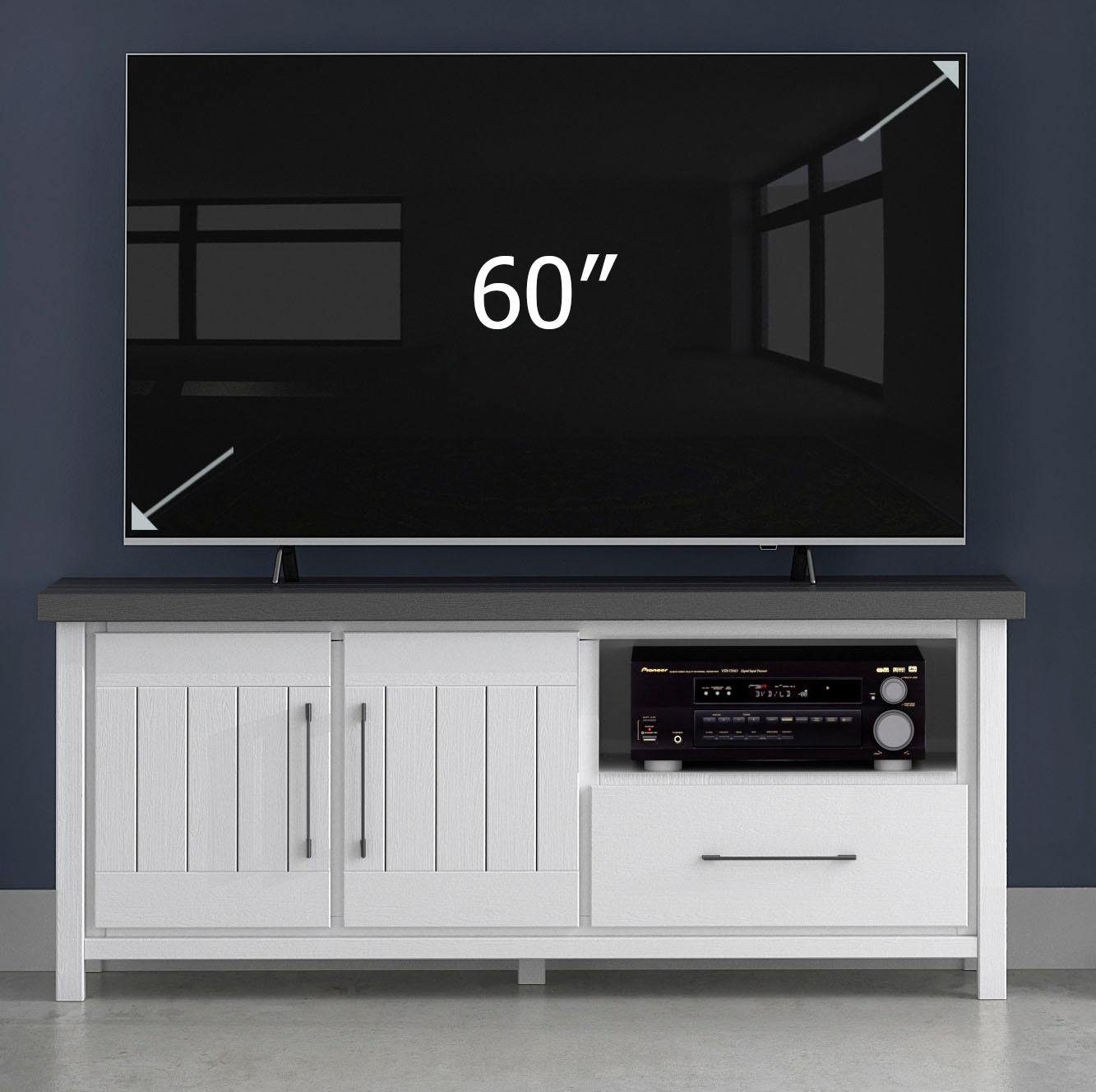Home affaire Tv-meubel Miami Commode, Breedte 139 cm lowboards maat 139,6x40x59 cm grijs