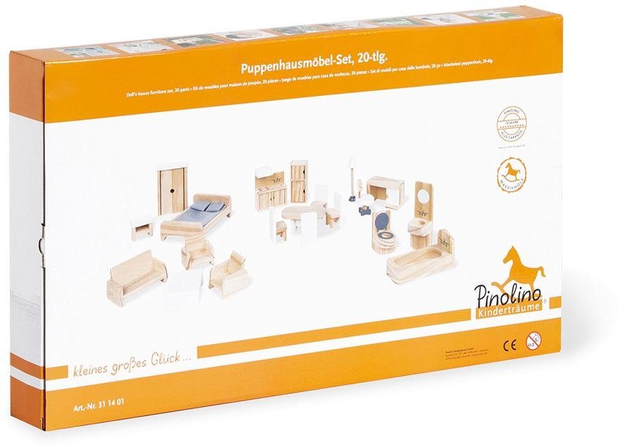 Pinolino® Poppenhuismeubelen Houten speelgoed, poppenhuis-inrichting van hout (set, 20-delig)