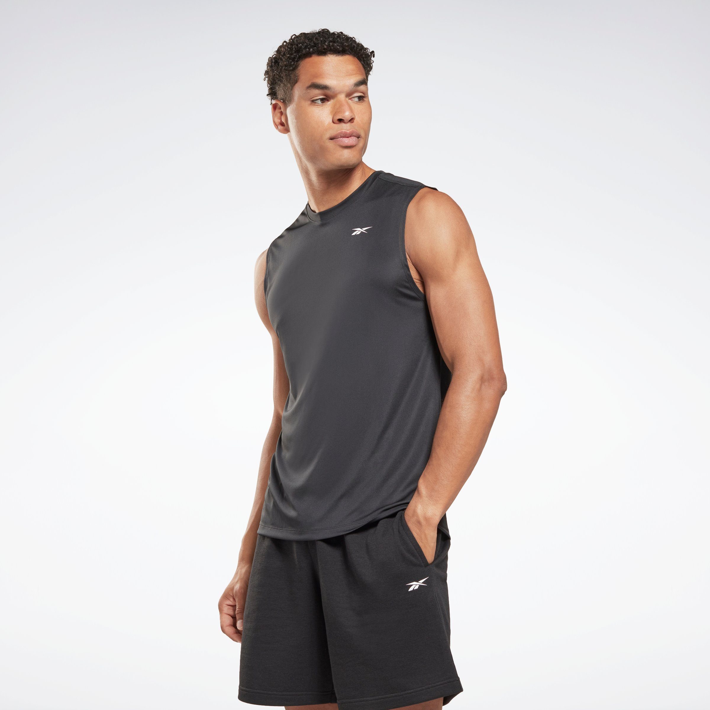 Reebok Mouwloze Technische Trainings T-shirt Black Heren