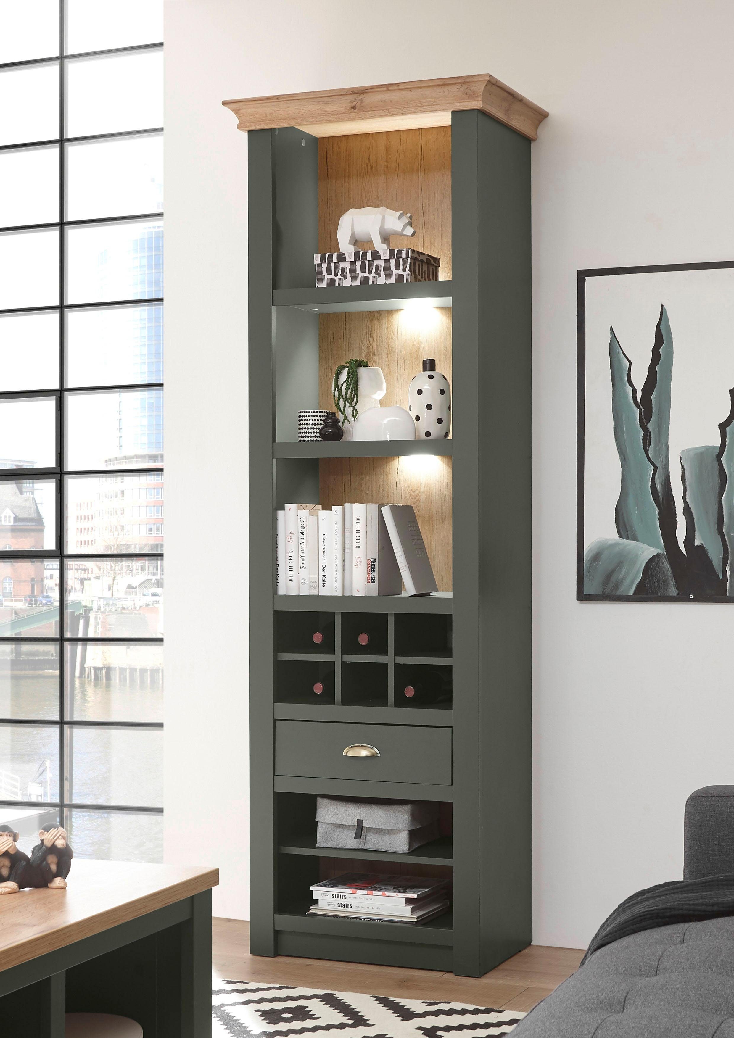 Home affaire Rek CAMBRIDGE zonder verlichting, hoogte ca. 207 cm rekken maat 68x45x207 cm groen